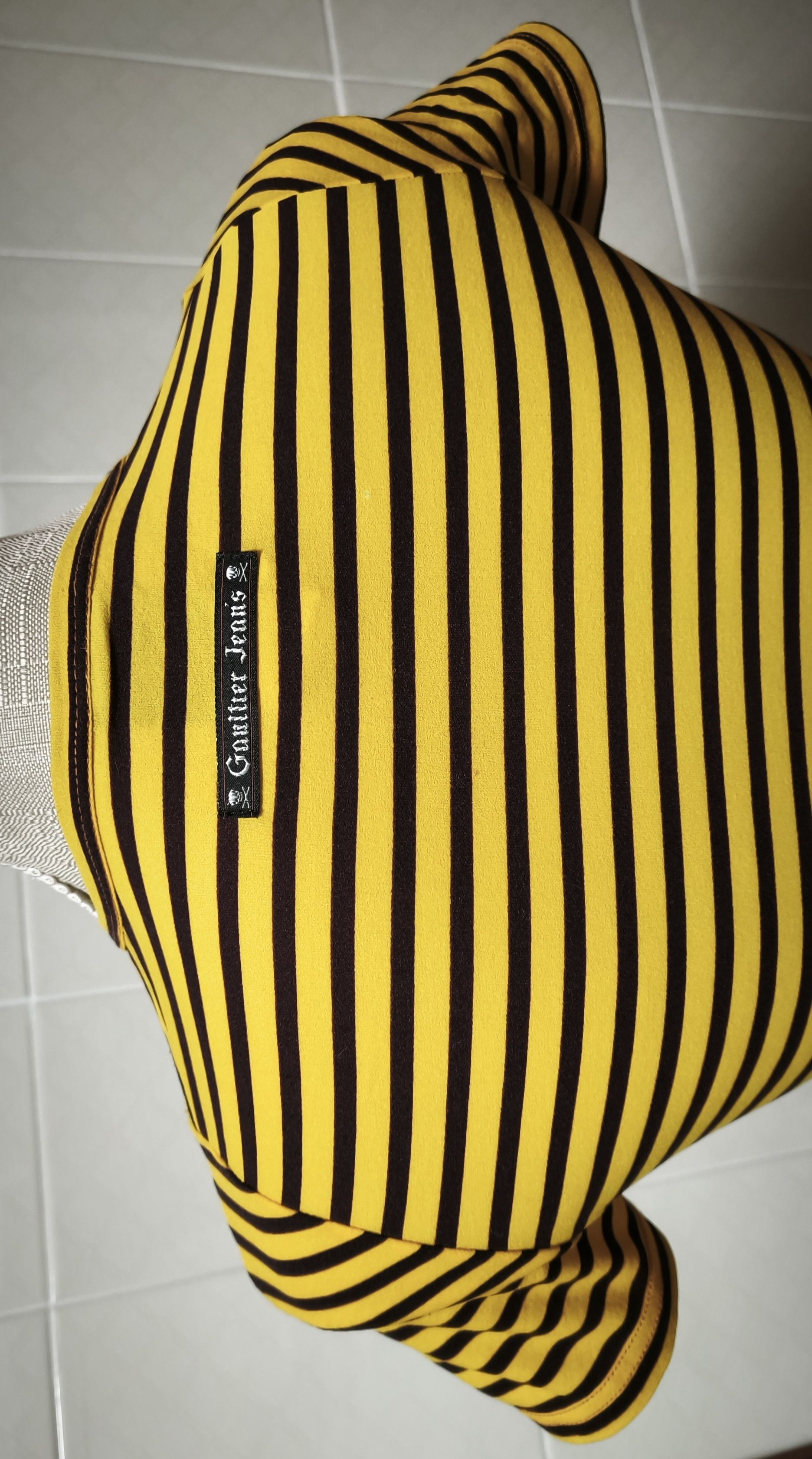 Jean Paul Gaultier Year: 1997 - Yellow and dark Brown stripes top Size S / US 4 / IT 40 - 11 Thumbnail