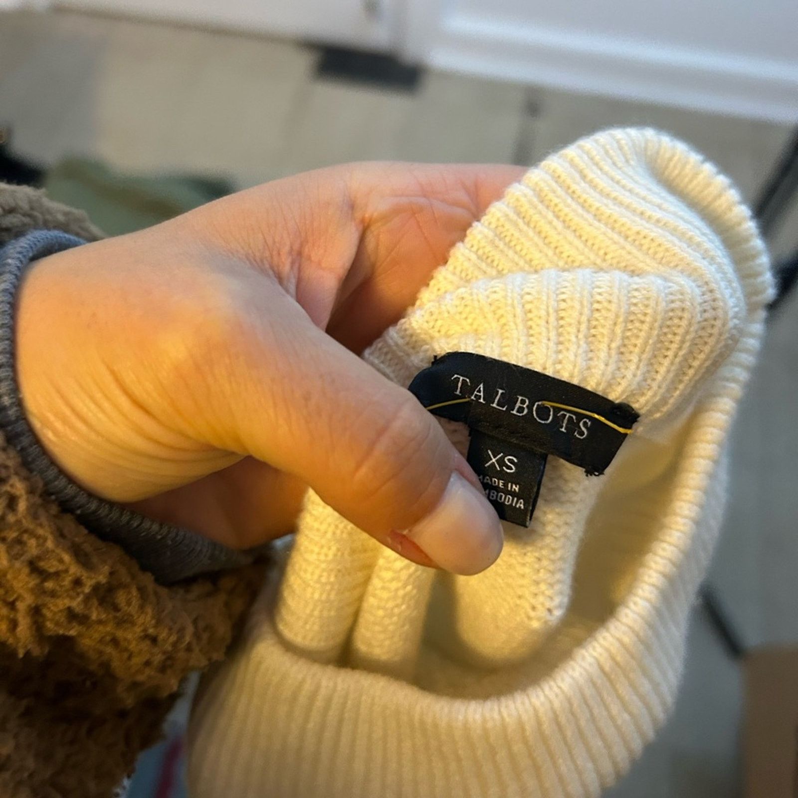 Other Talbots Cream Cable Knit Mock Neck Sweater Size XS / US 0-2 / IT 36-38 - 3 Thumbnail