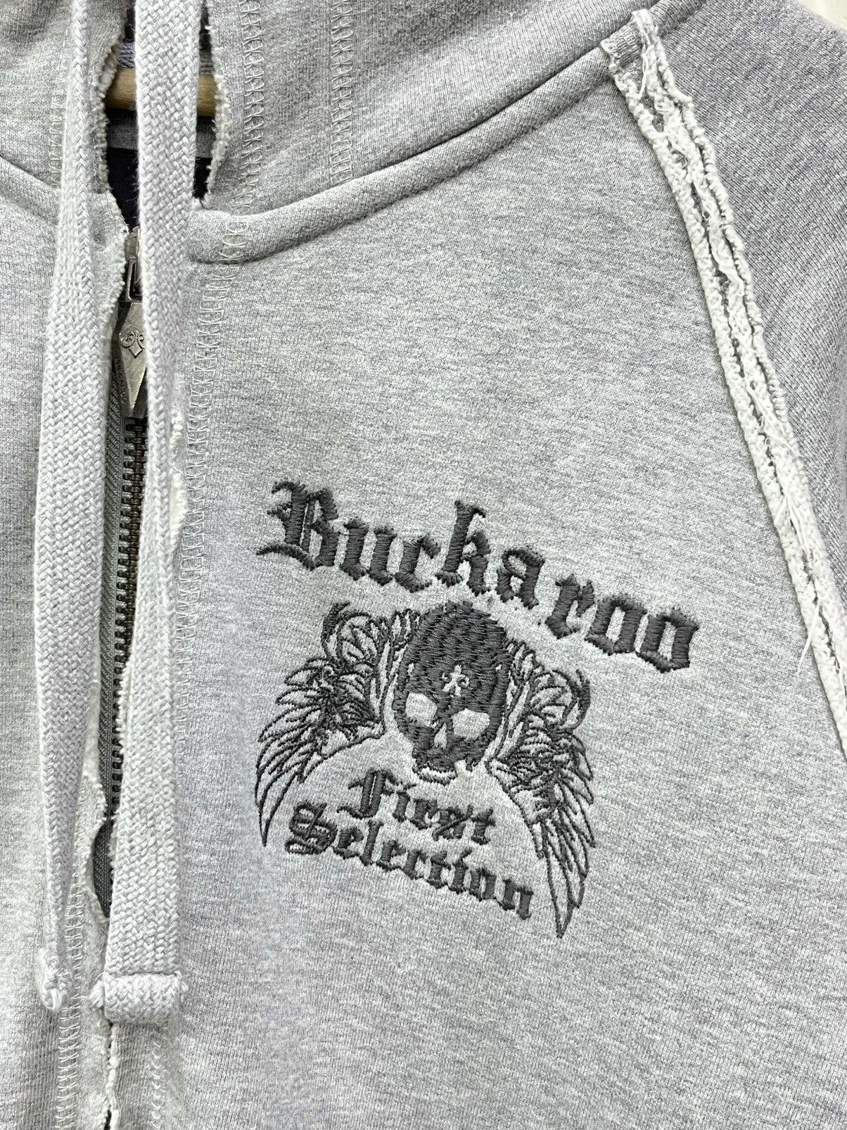 BUCKAROO RARE💀Buckaroo Punk Skull Embroidery Raw Hem Zip Hoodie Grey Size US M / EU 48-50 / 2 - 4 Thumbnail