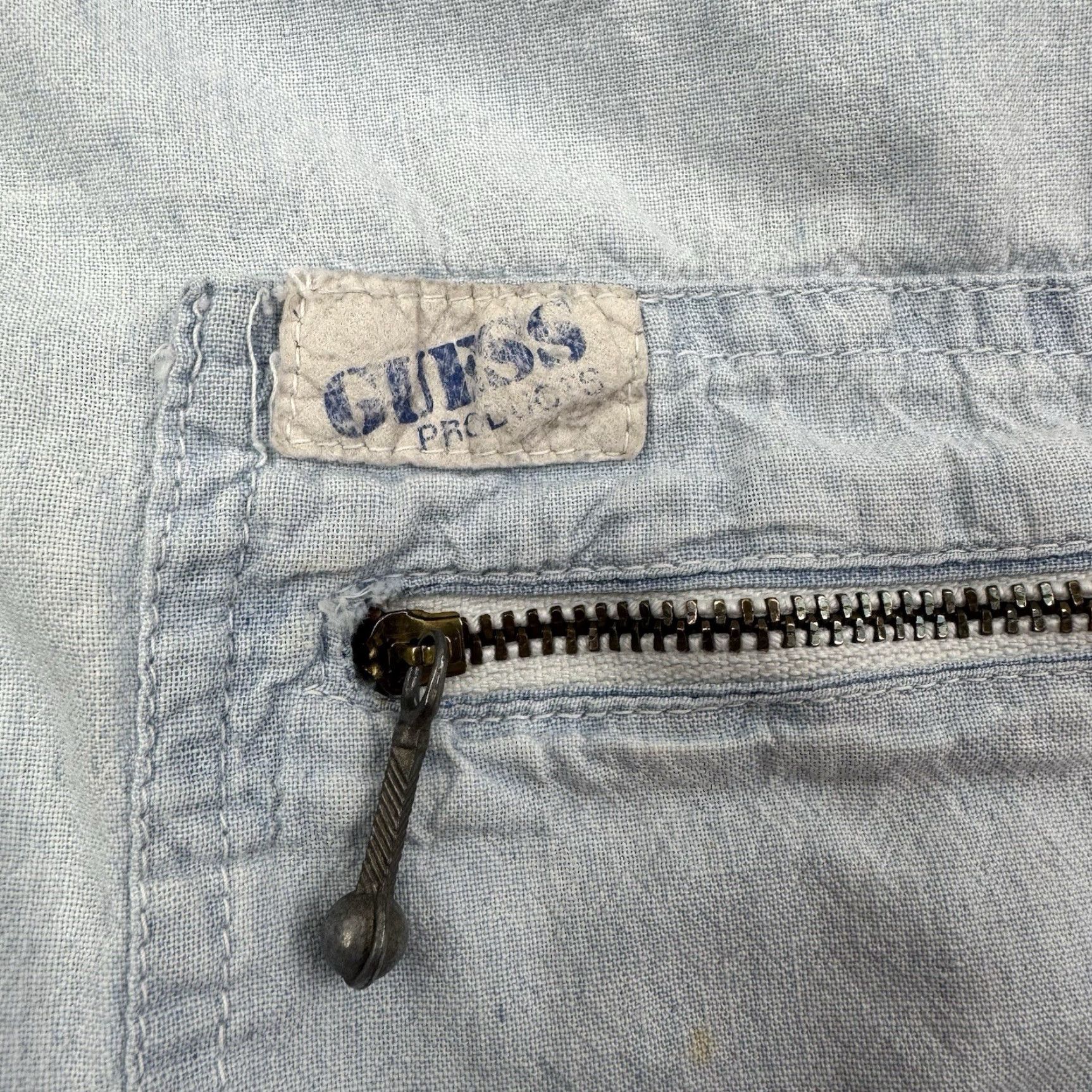 Guess VINTAGE Guess Button Up Shirt Adult Medium Blue 1980s 90s Collared Pockets Zip Casual Mens Shirt Size US M / EU 48-50 / 2 - 5 Thumbnail