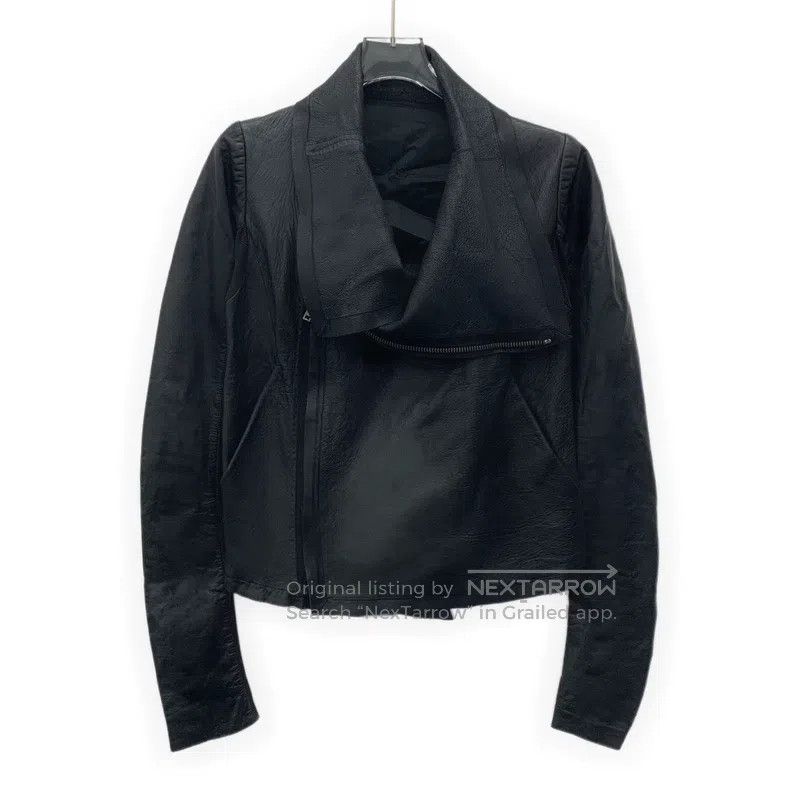 Rick Owens Rick Owens Black Lapel Side Zip Long Sleeve Leather Jacket Size XS / US 0-2 / IT 36-38 - 1 Thumbnail