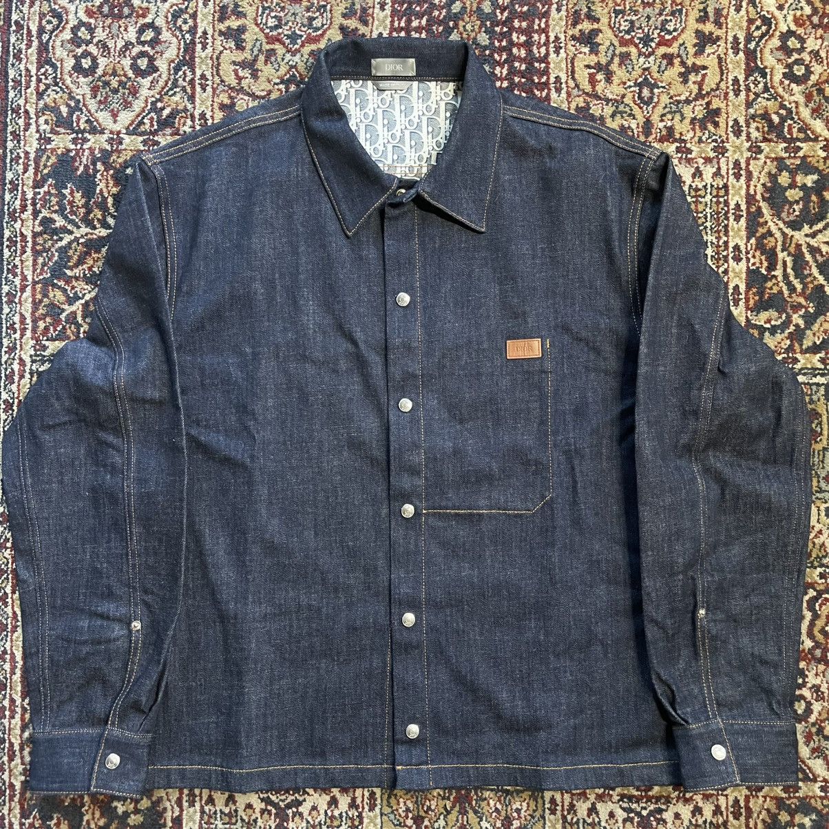 Dior Dior Oblique Overshirt Blue Raw Cotton Denim Size US L / EU 52-54 / 3 - 1 Thumbnail