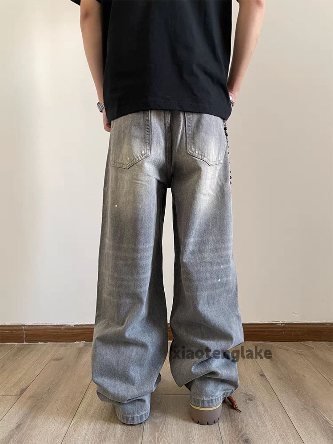 Jean × Vintage Washed faded loose baggy stain paint grunge jeans Size US 32 / EU 48 - 2 Thumbnail