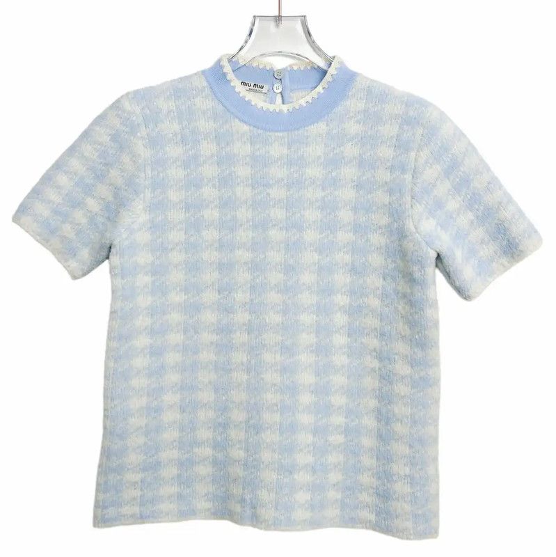 Miu Miu Miu Miu Blue Cashmere Women's T-Shirt 0089 Size L / US 10 / IT 46 - 1 Thumbnail