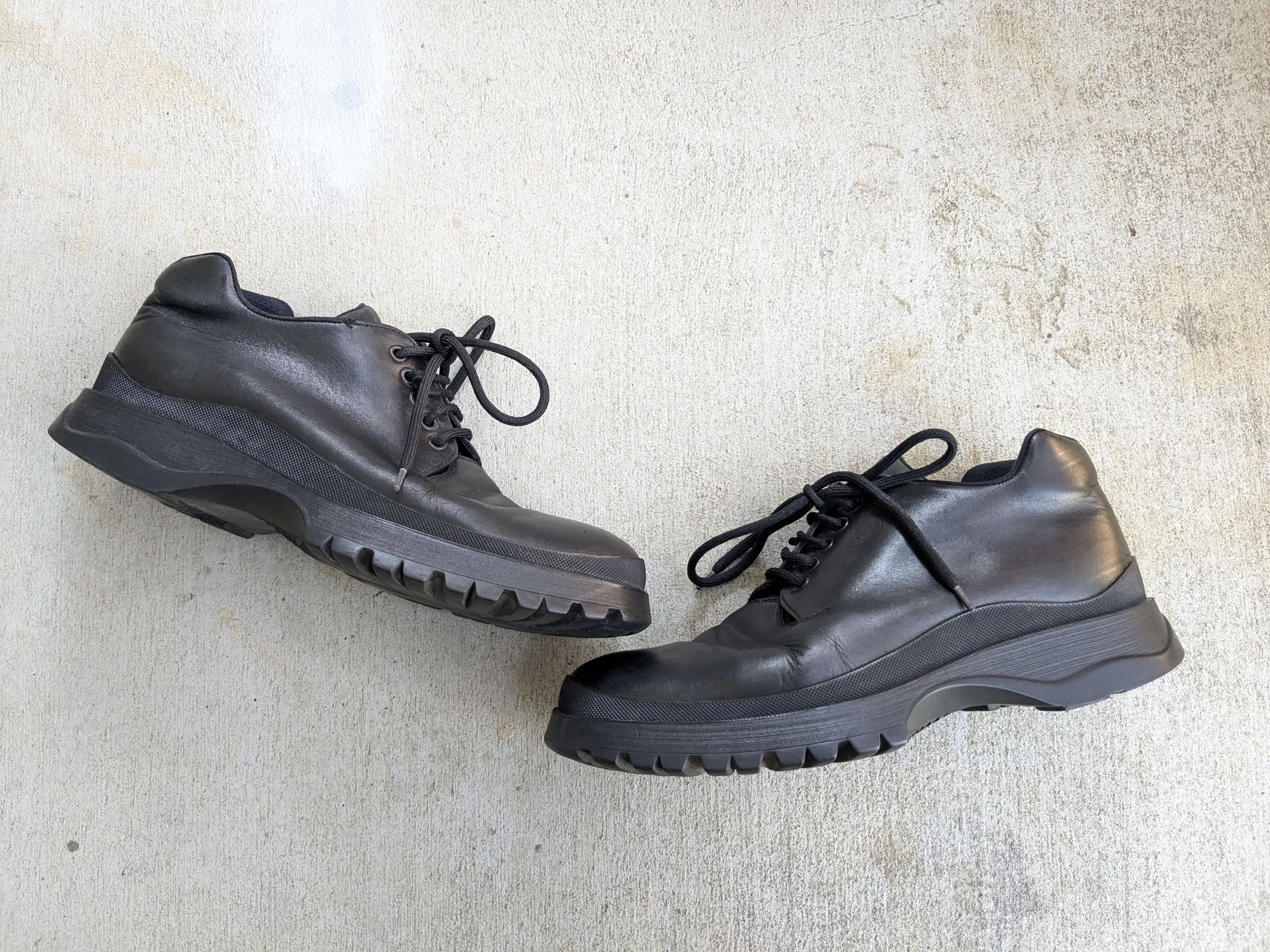 Prada Shoes Black 10 Leather Rubber Chunky Lace Up Y2K