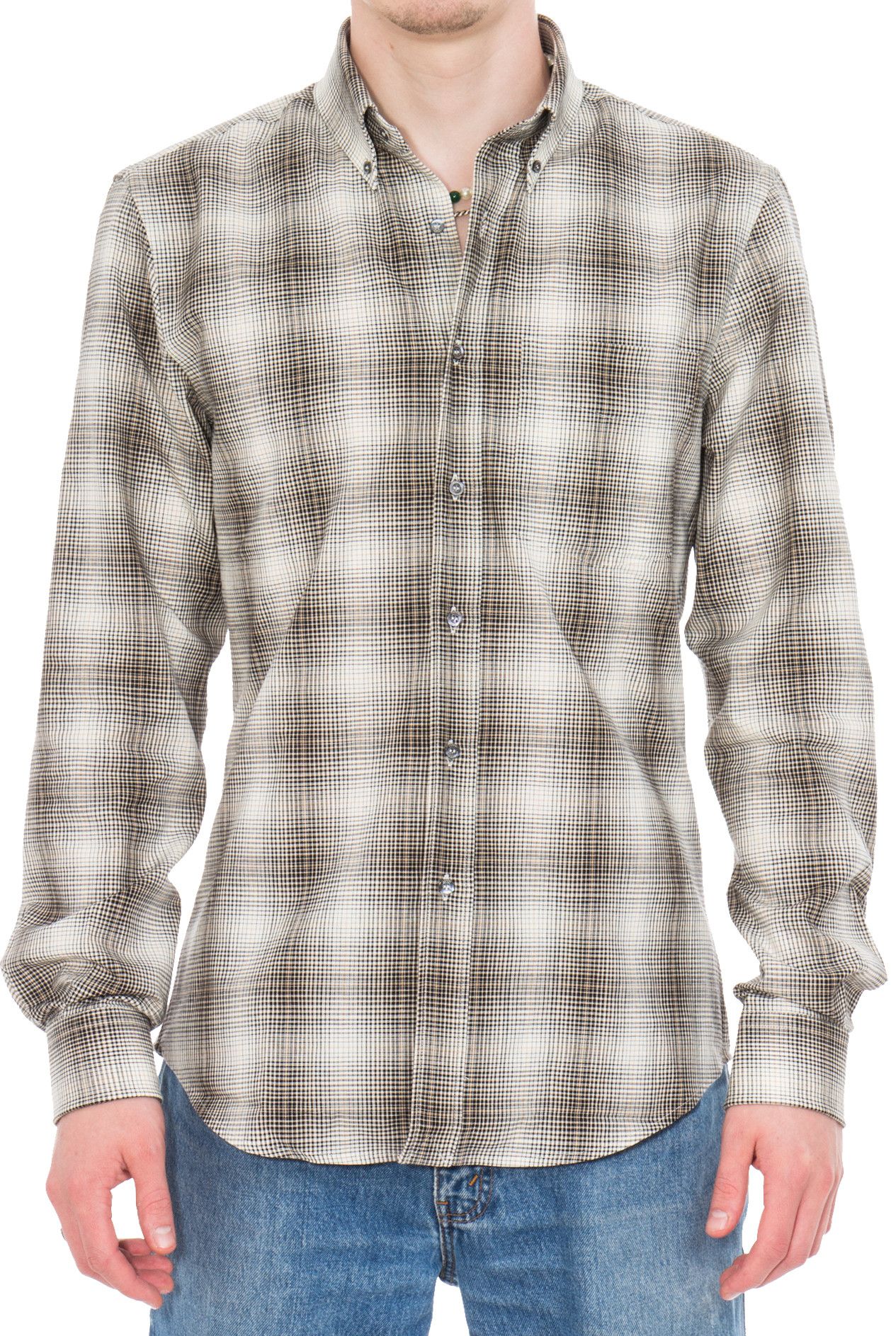 Aspesi ASPESI beige regular fit glencheck plaid button-down shirt Size US L / EU 52-54 / 3 - 2 Thumbnail