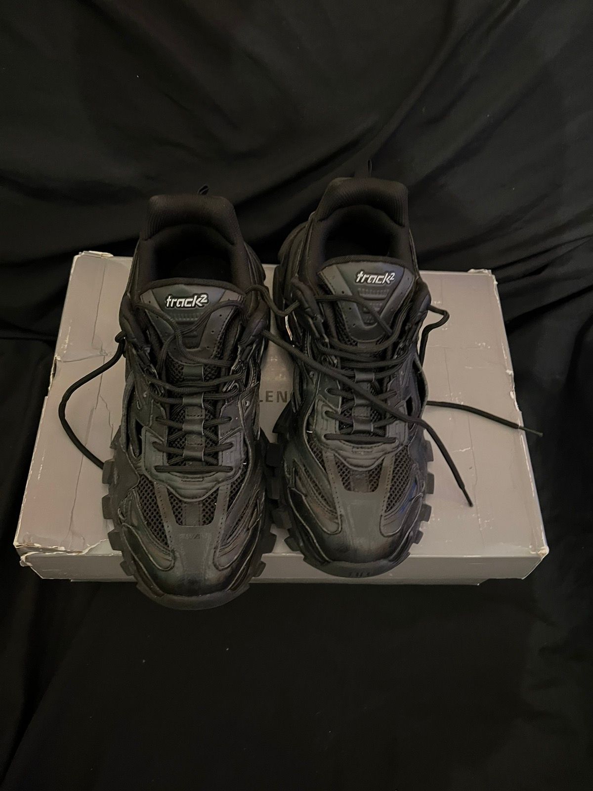Pre-owned Balenciaga Track 2 Sneakers Washed Black Size 44 $975