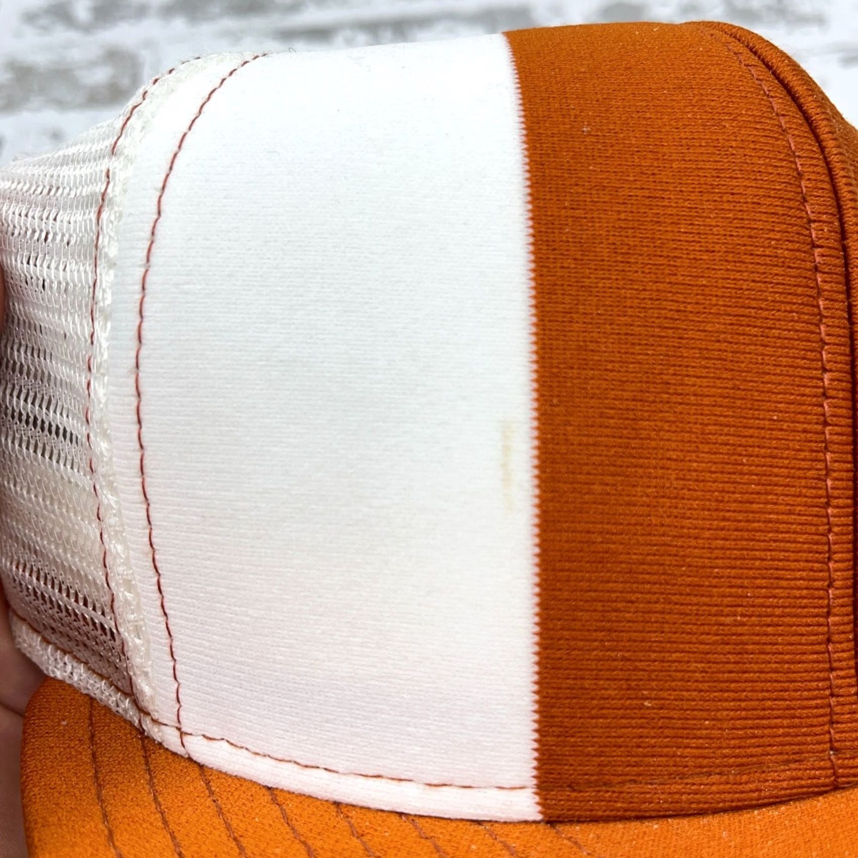 Vintage VINTAGE Lucky Stripes Orange White Texas Trucker Hat Cap Snap Back Blank Plain Size ONE SIZE - 4 Thumbnail