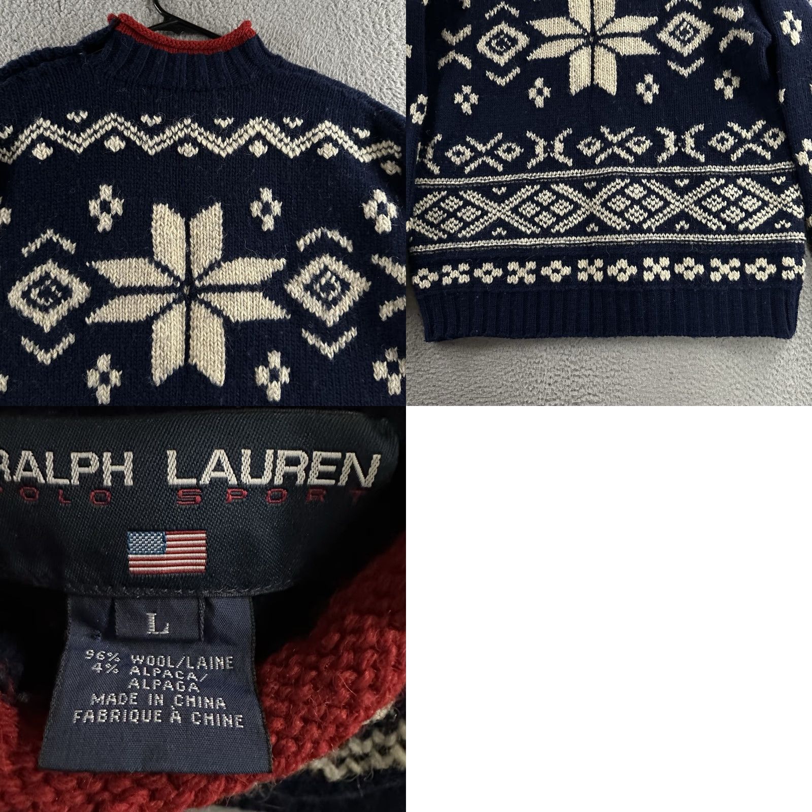 Ralph Lauren VINTAGE Ralph Lauren Womens Sweater Blue Size Large Snowflake 1995 Wool Alpaca Pullover KnIT Womens/Large/Blue Snowflake Vintage 1995 Wool Alpaca Size L / US 10 / IT 46 - 9 Thumbnail
