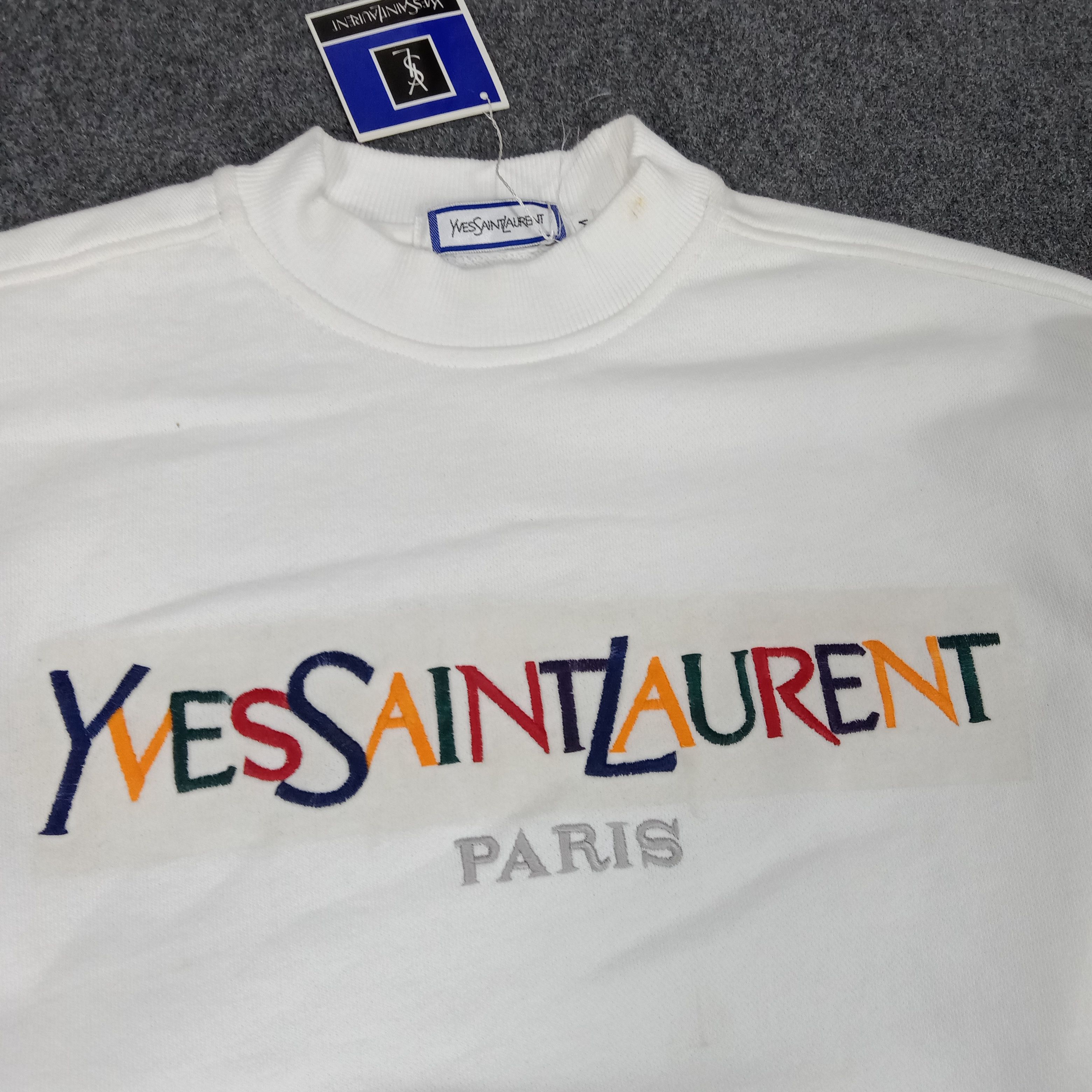 Designer × Vintage Yves Saint Laurent Embroidery Spellout Sweatshirt Size US M / EU 48-50 / 2 - 2 Thumbnail