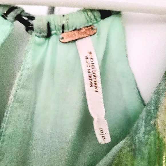 Free People Indian Summer Green/Black Smocked Waist Printed Dress Size S / US 4 / IT 40 - 14 Thumbnail