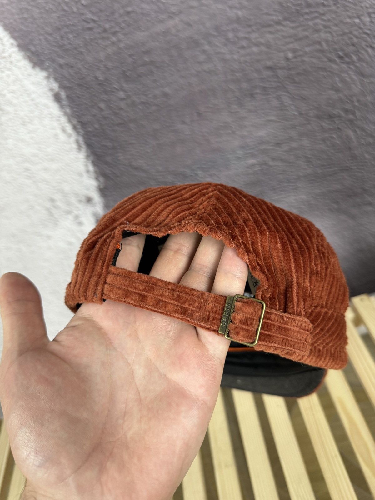 Japanese Brand Barts Nevad Curved Peak Cap in Rust 5 panel Size ONE SIZE - 6 Thumbnail