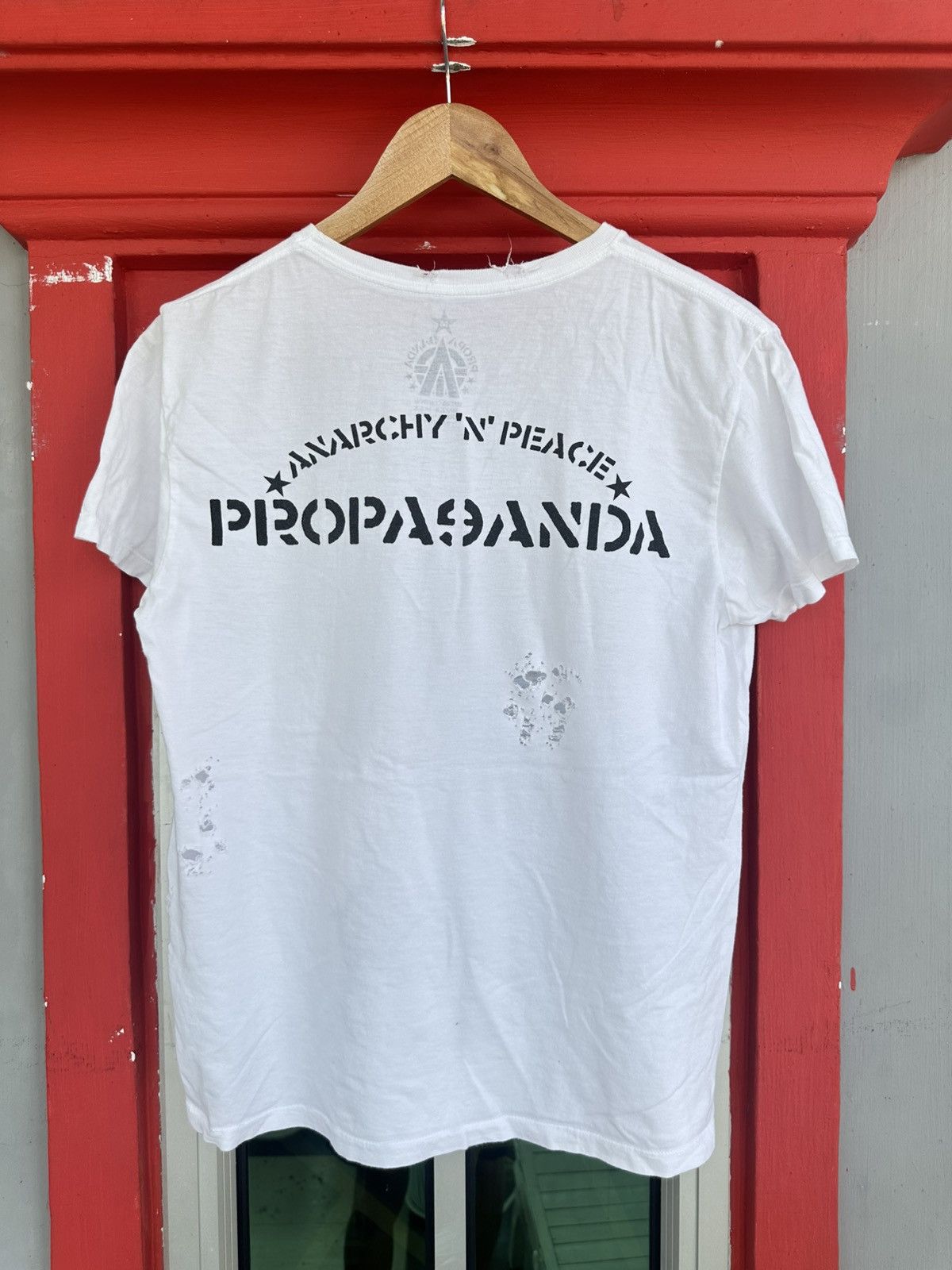 Japanese Brand Distressed Anarchy & Peace Propaganda Japanese Tee Size US M / EU 48-50 / 2 - 2 Thumbnail