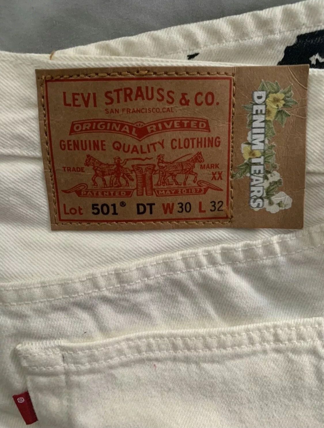 DENIM TEARS × Levi's White Cotton Wreath Jeans Size US 30 / EU 46 - 5 Thumbnail