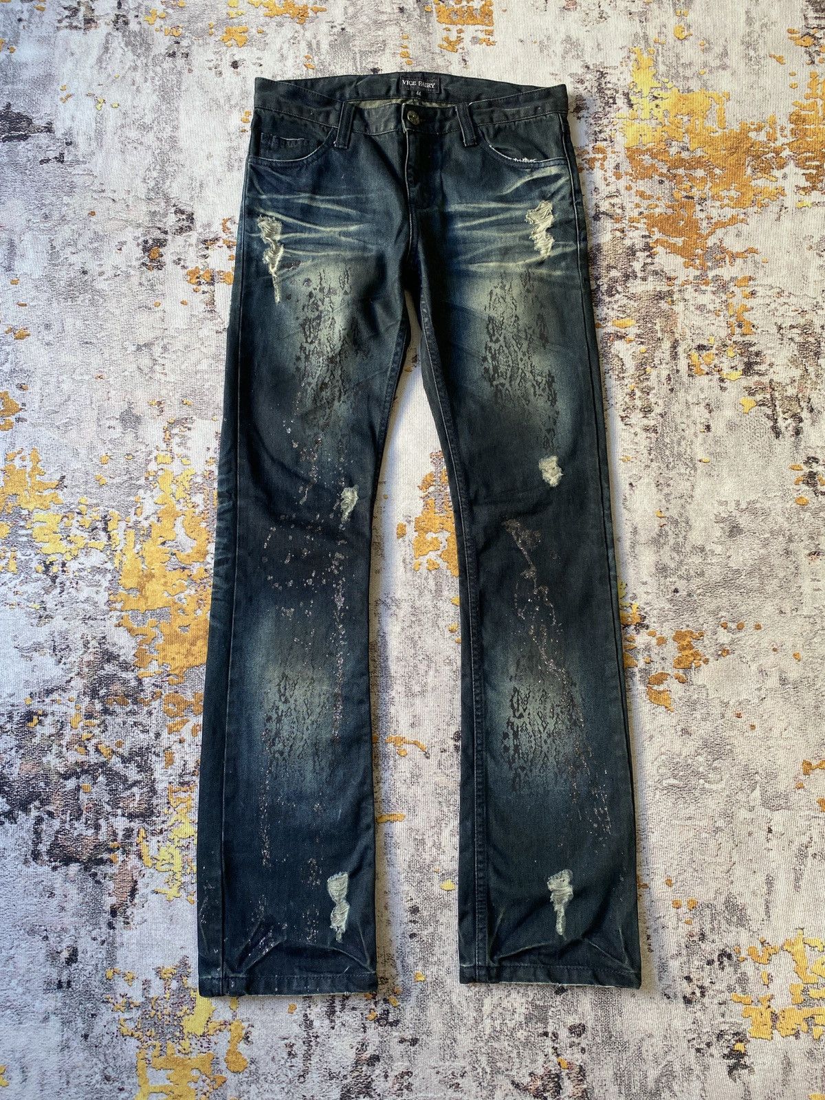 Japanese Brand Vice Fairy Claws Marks Design Gothic Punk Distressed Denim Size US 31 - 3 Thumbnail