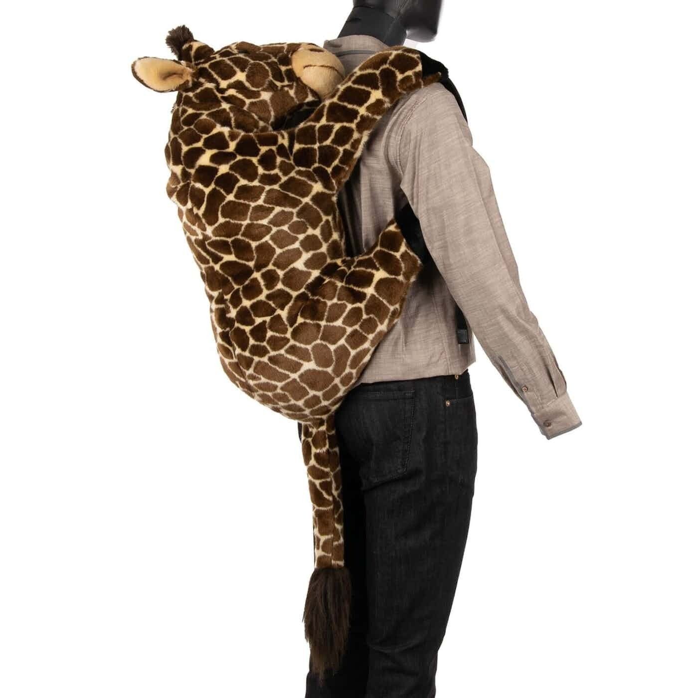 Pre-owned Dolce & Gabbana Fw17 Giraffe Animal Backpack In Brown
