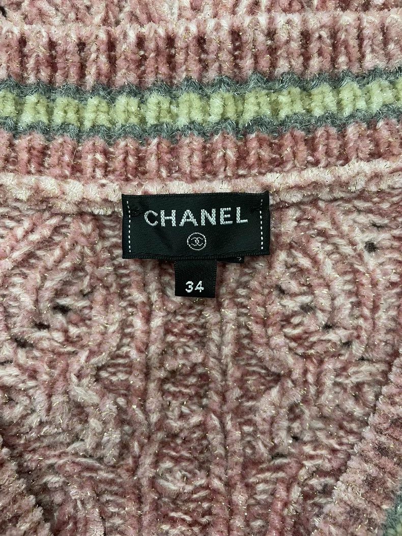Chanel Chanel 22B pink V-neck velvet knit sweater Size XXS / US 00 / IT 34 - 5 Thumbnail