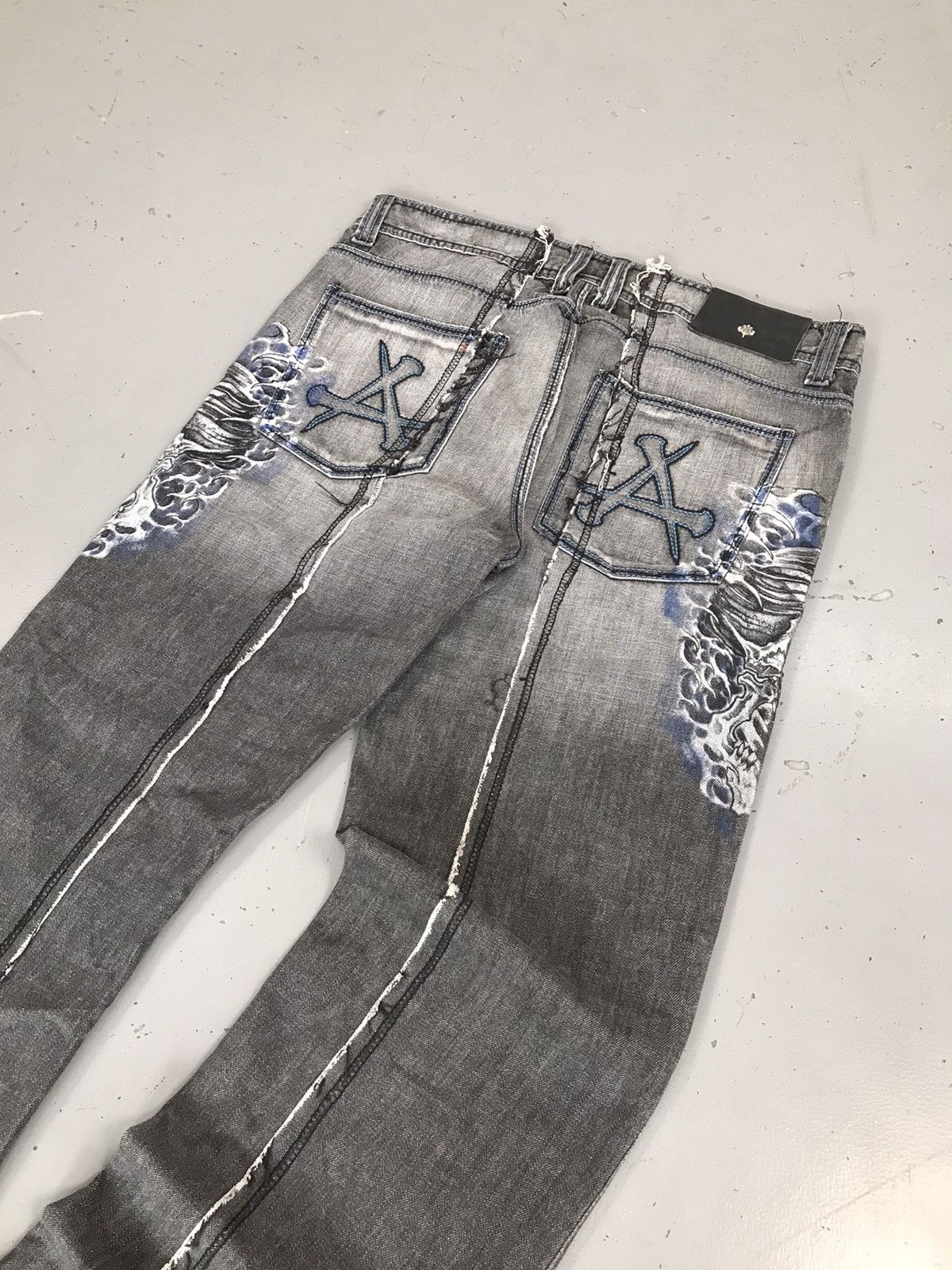 Affliction × Southpole × Vintage Crazy vintage affliction gray skull distressed denim Size US 36 / EU 52 - 8 Thumbnail