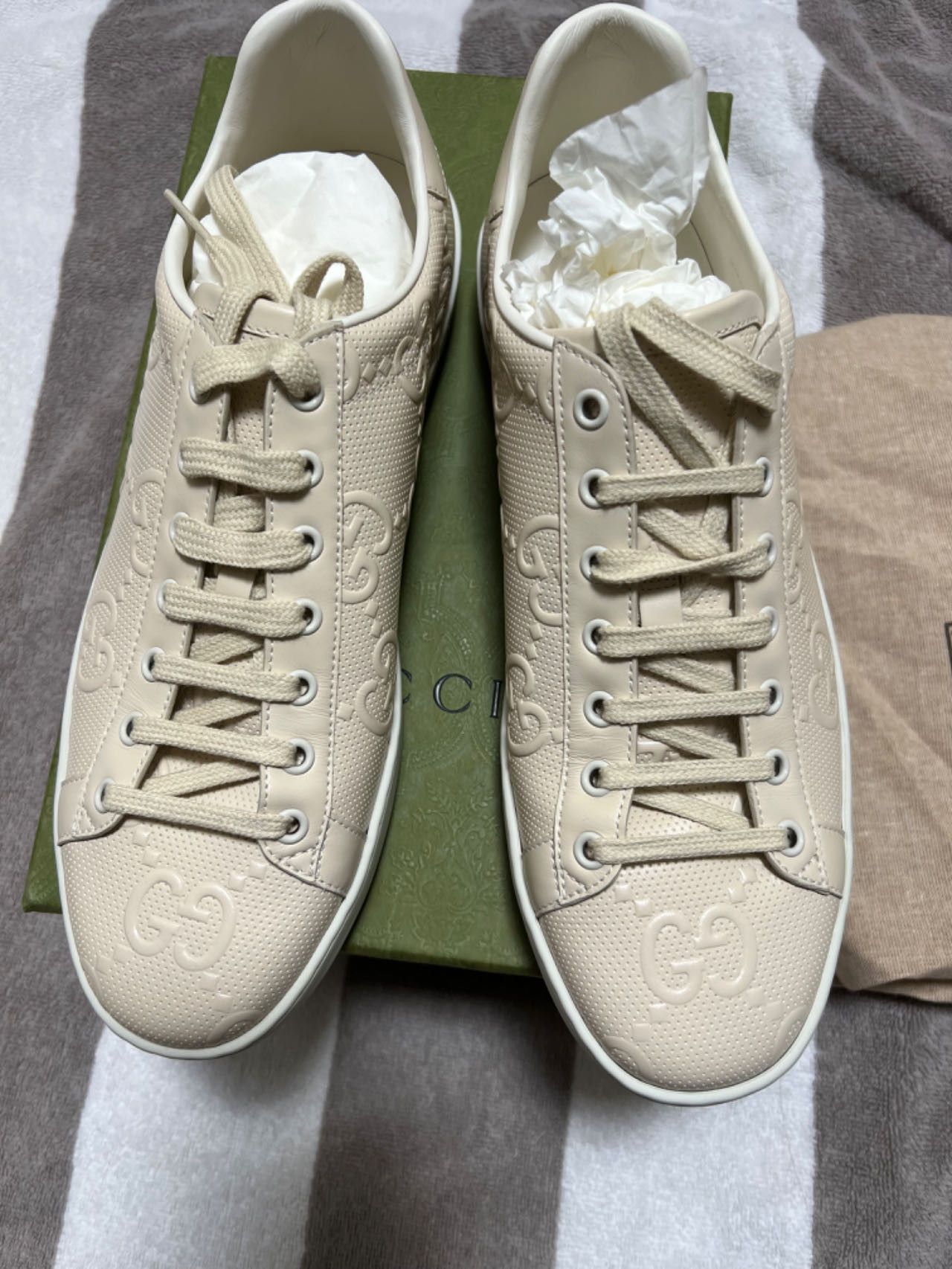 Gucci GUCCI Calfskin GG Tennis Embossed Mens Ace Size US 14 / EU 47 - 8 Thumbnail