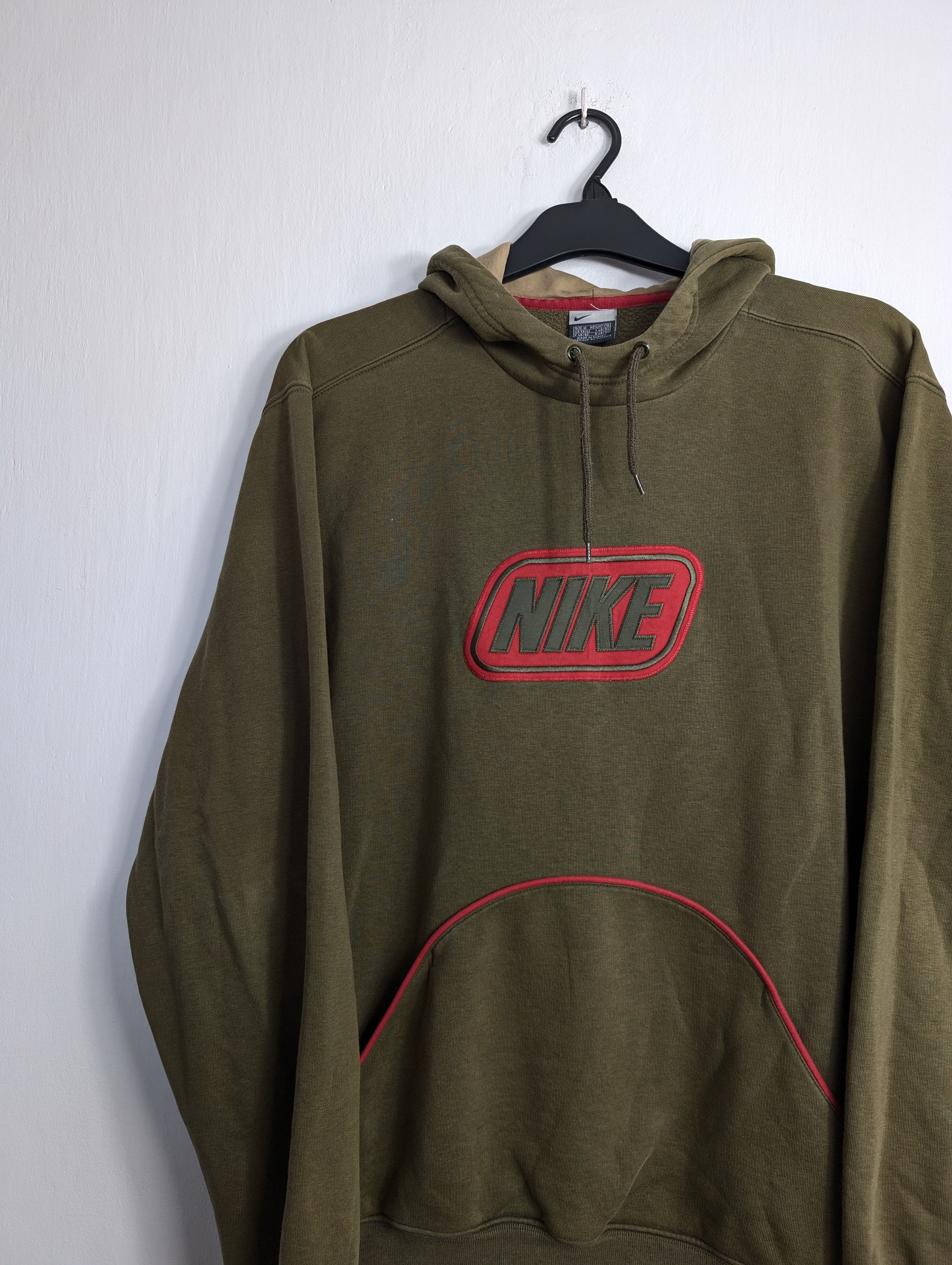 Nike Vintage Nike Hoodie Central Logo Olive Y2K Boxy Retro Baggy Size US M / EU 48-50 / 2 - 2 Thumbnail