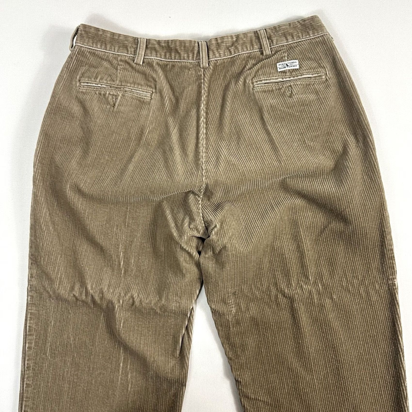 Polo Ralph Lauren VINTAGE Polo Ralph Lauren Andrew High Waisted Pleated Chino Pants 38x30 Men Brown Corduroy Straight 90s USA Preppy Trousers Size US M / EU 48-50 / 2 - 4 Thumbnail