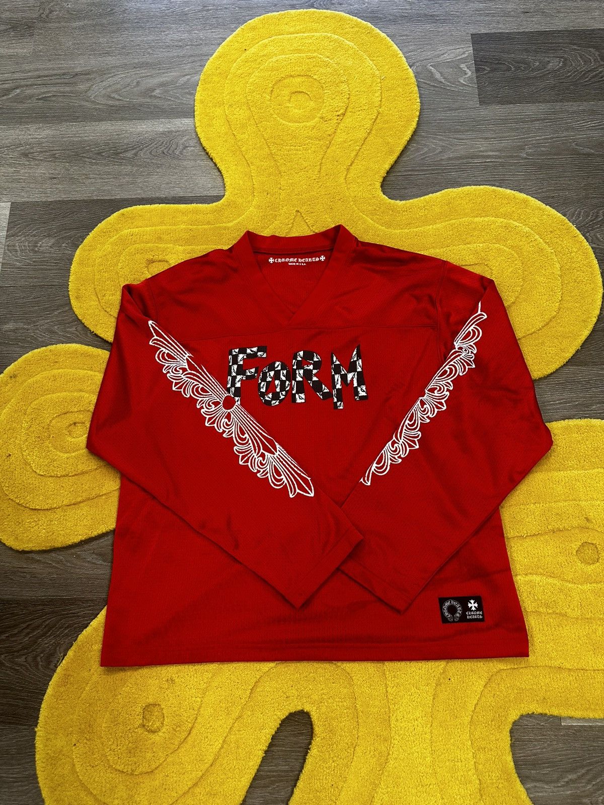 image of Chrome Hearts Sports Mesh Warm Up Jersey in Red, Men's (Size Large)