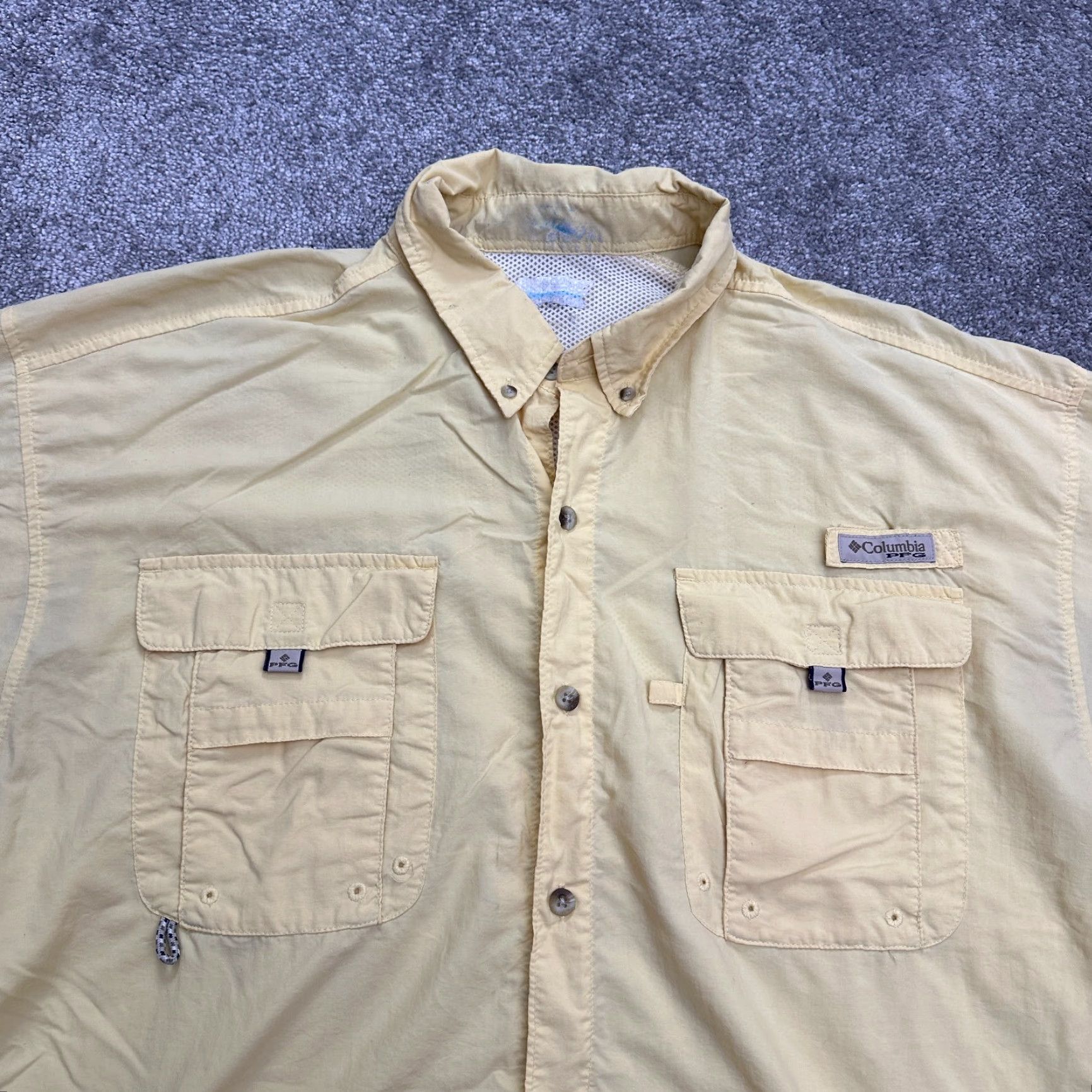 Vintage Columbia PFG Omni Shade Bahama Shirt Mens 2XL Yellow Button-Down Short Sleeve Size US XXL / EU 58 / 5 - 4 Thumbnail