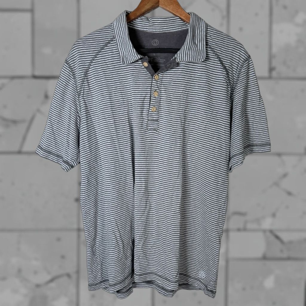 Gramicci VINTAGE Gramicci Polo Shirt Striped Mens L Blue Hemp Cotton Blend Regular Fit Size US L / EU 52-54 / 3 - 1 Thumbnail
