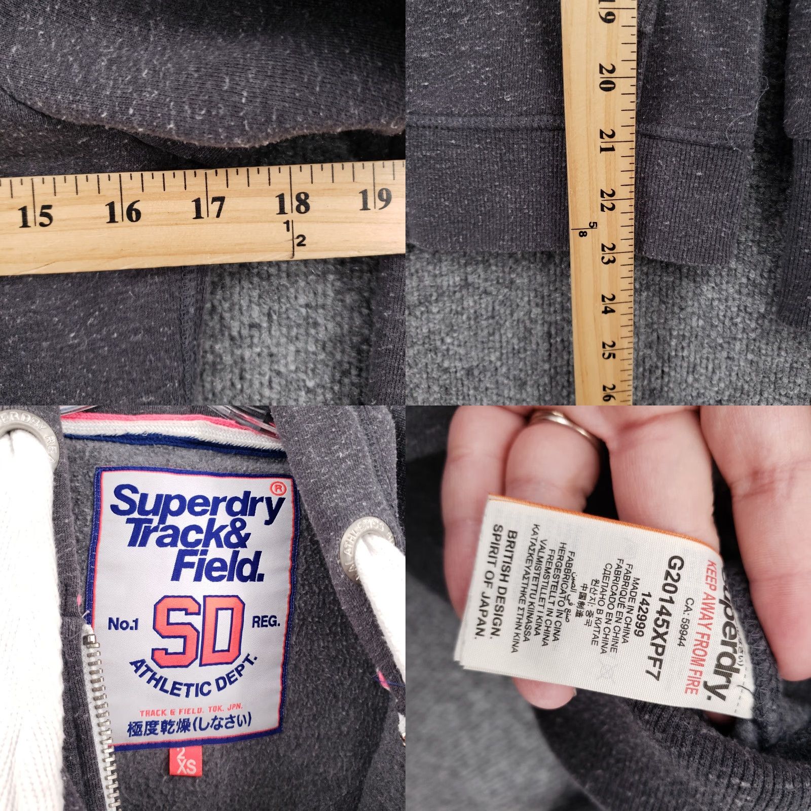 Superdry Superdry Hoodie Womens 2XS Gray Track & Field Zip Up Athletics Sweatshirt Shirt Women XS Gray Sports Spring Zip Hoodie Size XXS / US 00 / IT 34 - 8 Thumbnail