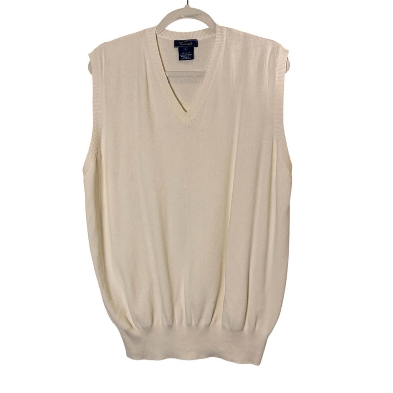 Faconnable Faconnable Men's V-Neck Cream Sweater Vest Sz L Size US L / EU 52-54 / 3 - 1 Thumbnail