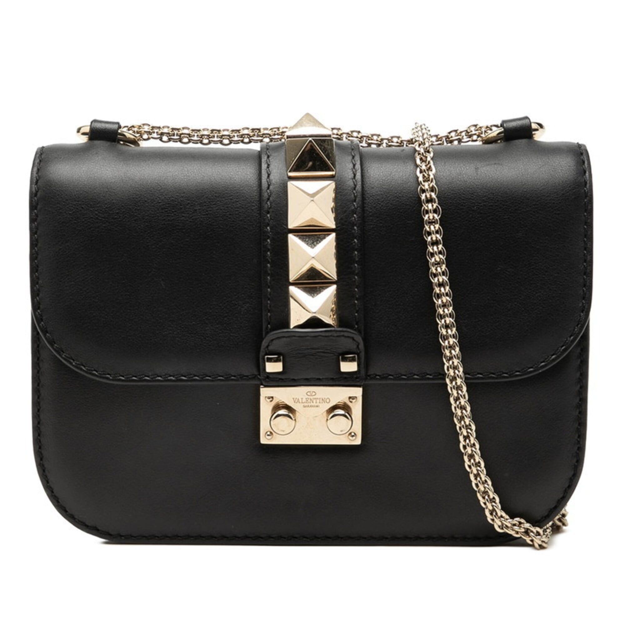 Valentino Valentino Rockstud Crossbody Chain Shoulder Bag, Black Leather, Women's Size ONE SIZE - 1 Thumbnail
