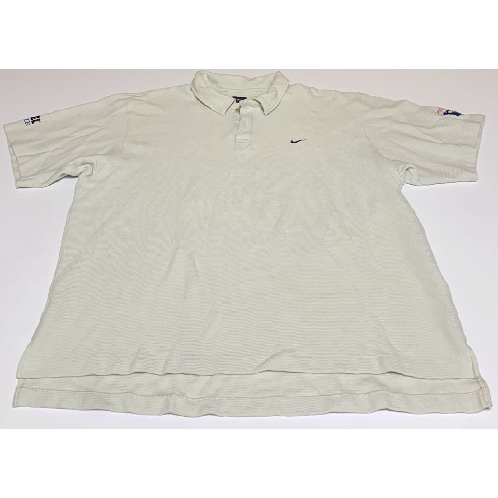 Nike VINTAGE Nike Golf Polo Shirt Mens XL 100% Cotton Ivory Short Sleeve Button-Up Rugby Golf Steve Spurrier Alltel Scramble Nike Golf Size US XL / EU 56 / 4 - 2 Thumbnail