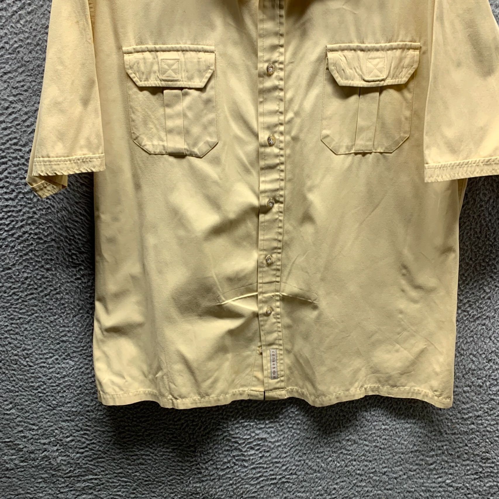 Vintage Consensus Shirt XL Adult Yellow Cotton Button-Up with Pockets, Outdoor, Casual Mens Size US XL / EU 56 / 4 - 3 Thumbnail