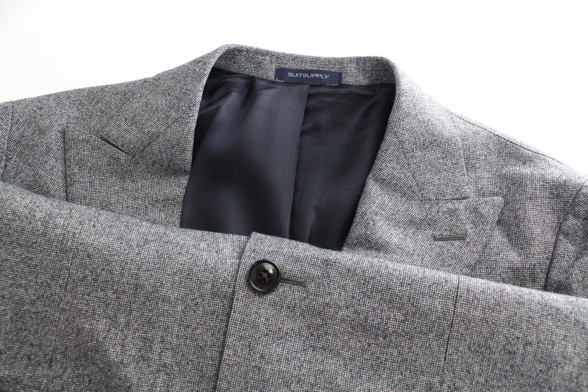 Suitsupply HAVANA PEAK UK40L Houndstooth Grey Wool S120 Suit 73387 Size 40L - 7 Thumbnail
