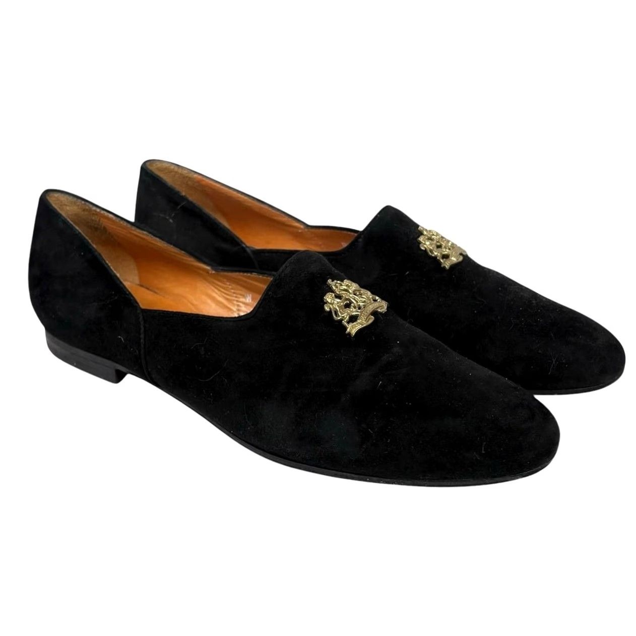 Ralph Lauren Ralph Lauren Black Suede Smoking Loafers Gold Metal Crest Womens 10.5 Size US 11 / IT 41 - 4 Thumbnail