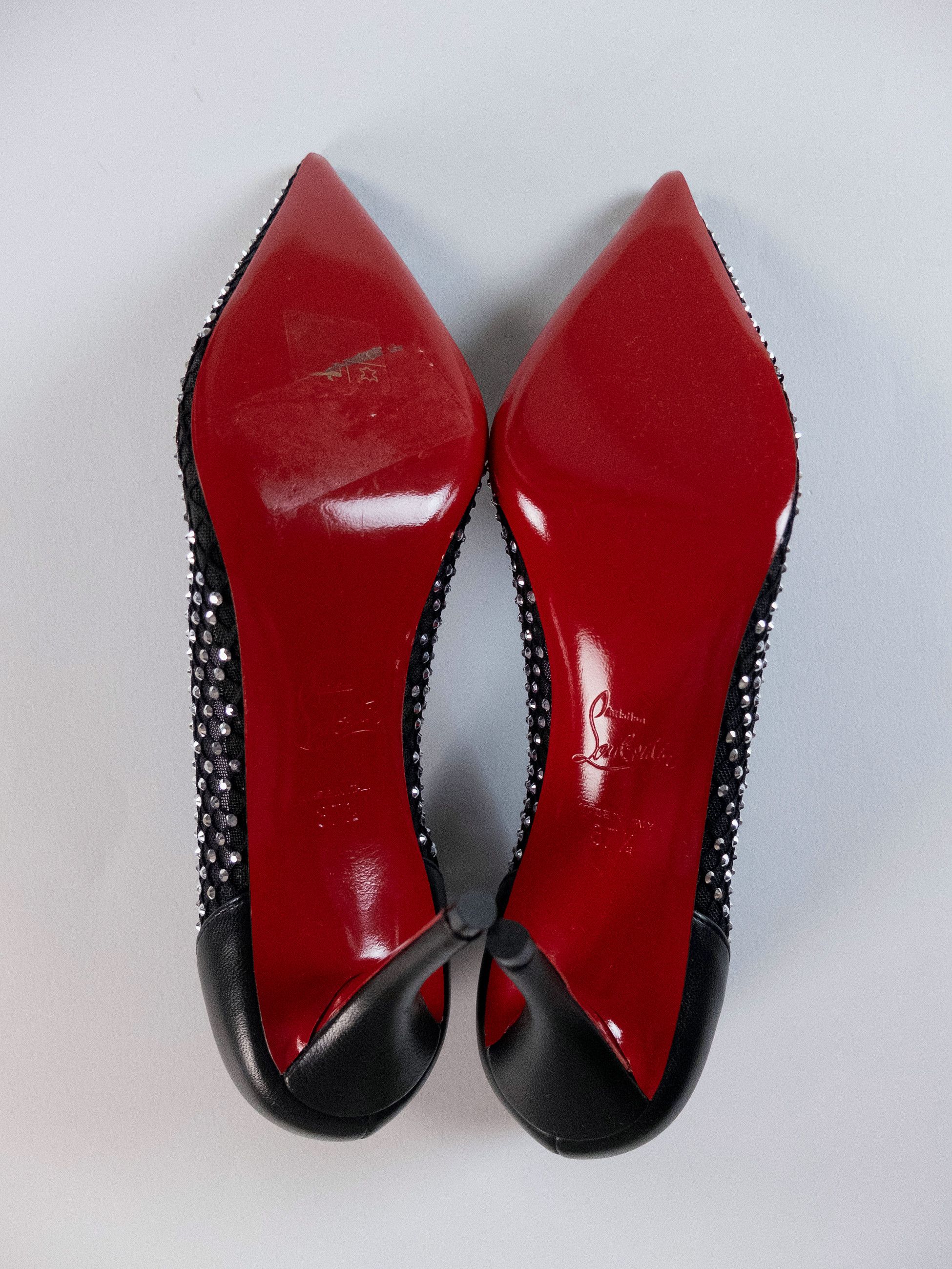 Christian Louboutin CHRISTIAN LOUBOUTIN Apostropha Mesh Strass black pumps 37.5 Size US 7.5 / IT 37.5 - 9 Thumbnail