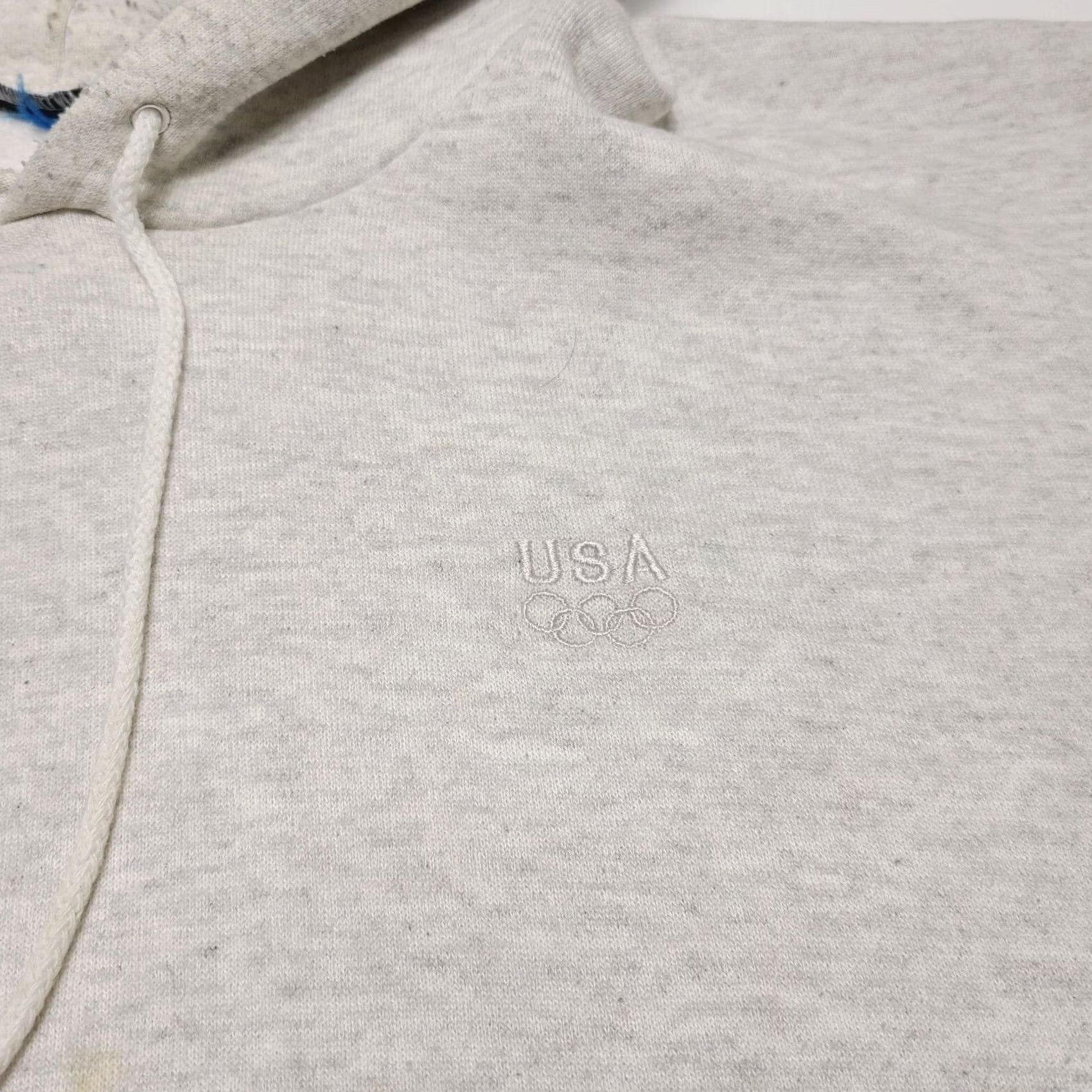 Vintage VINTAGE Olympic USA Hoodie Sweatshirt Pullover Grey Men XL Heavyweight 90s Mens Drawstring Long Sleeve Machine Washable Size US XL / EU 56 / 4 - 5 Thumbnail