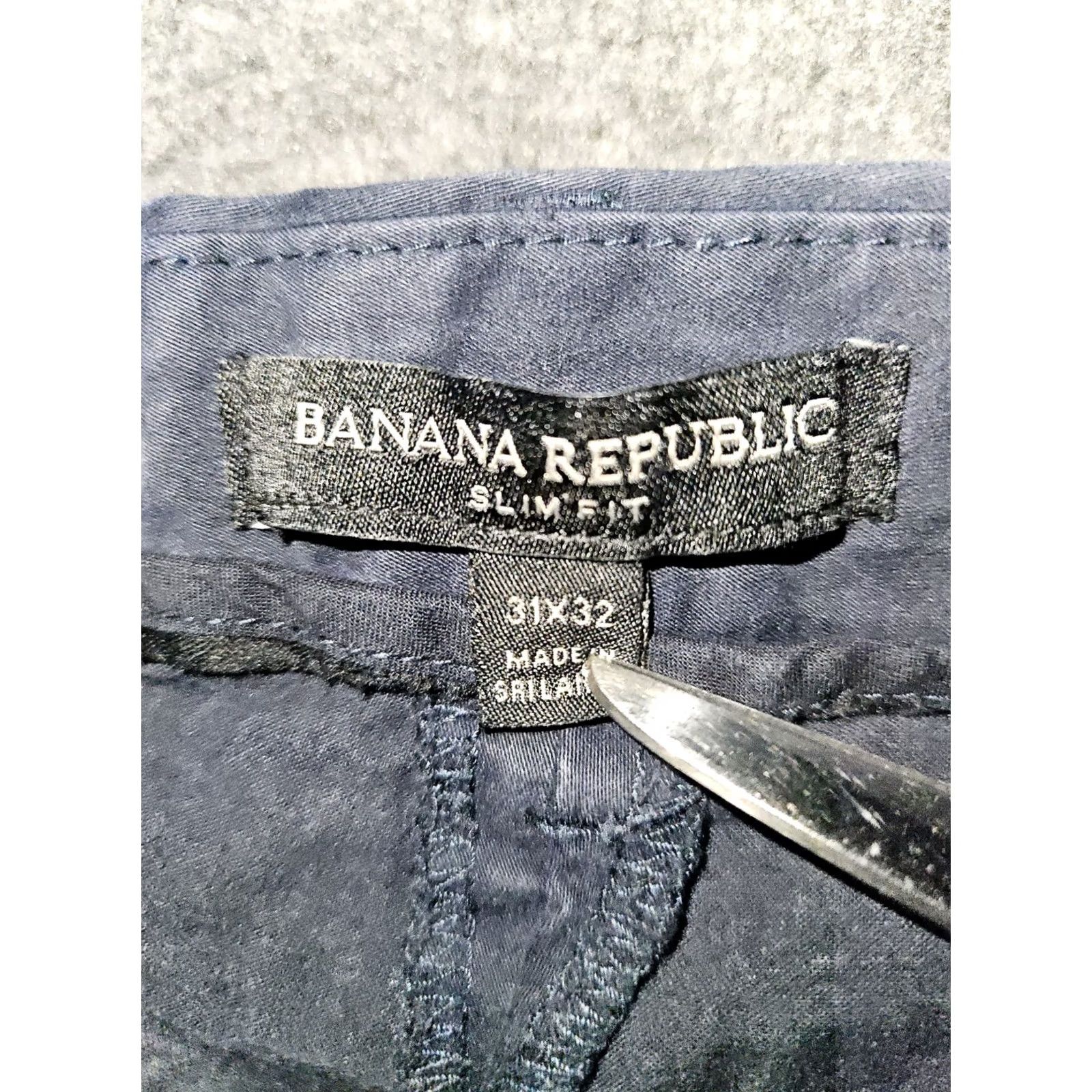 Banana Republic Banana Republic Slim Fit Chino Pants Men 31 32 Blue Mid Rise Stretch Flat Front Solid Preppy Size US 31 - 2 Thumbnail