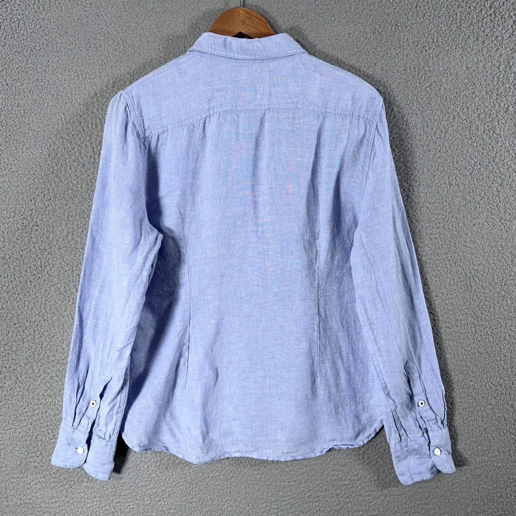 J.Crew J Crew Womens Shirt 2 Slim Blue Button Up Blouse Linen Size XS / US 0-2 / IT 36-38 - 3 Thumbnail