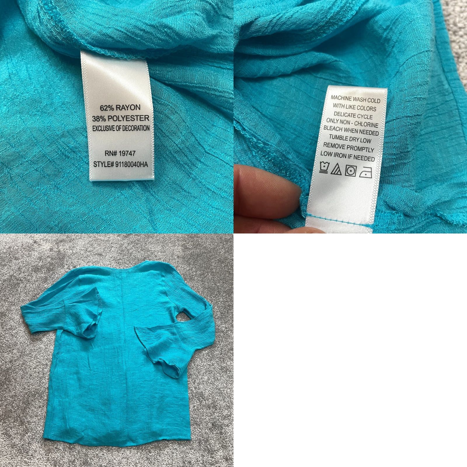 Vintage Counterparts Blouse Shirt Womens S Light Blue Long Sleeve Flare Collar Button Knit Top Size S / US 4 / IT 40 - 8 Thumbnail