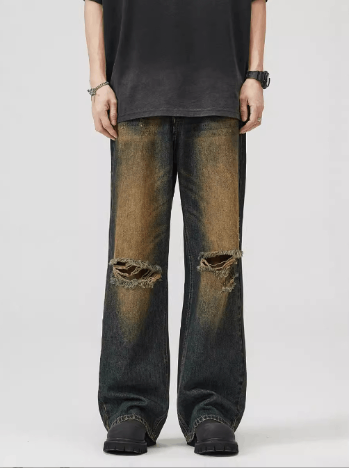 Japanese Brand American style washed distressed vintage baggy ripped jeans Size US 34 / EU 50 - 1 Thumbnail