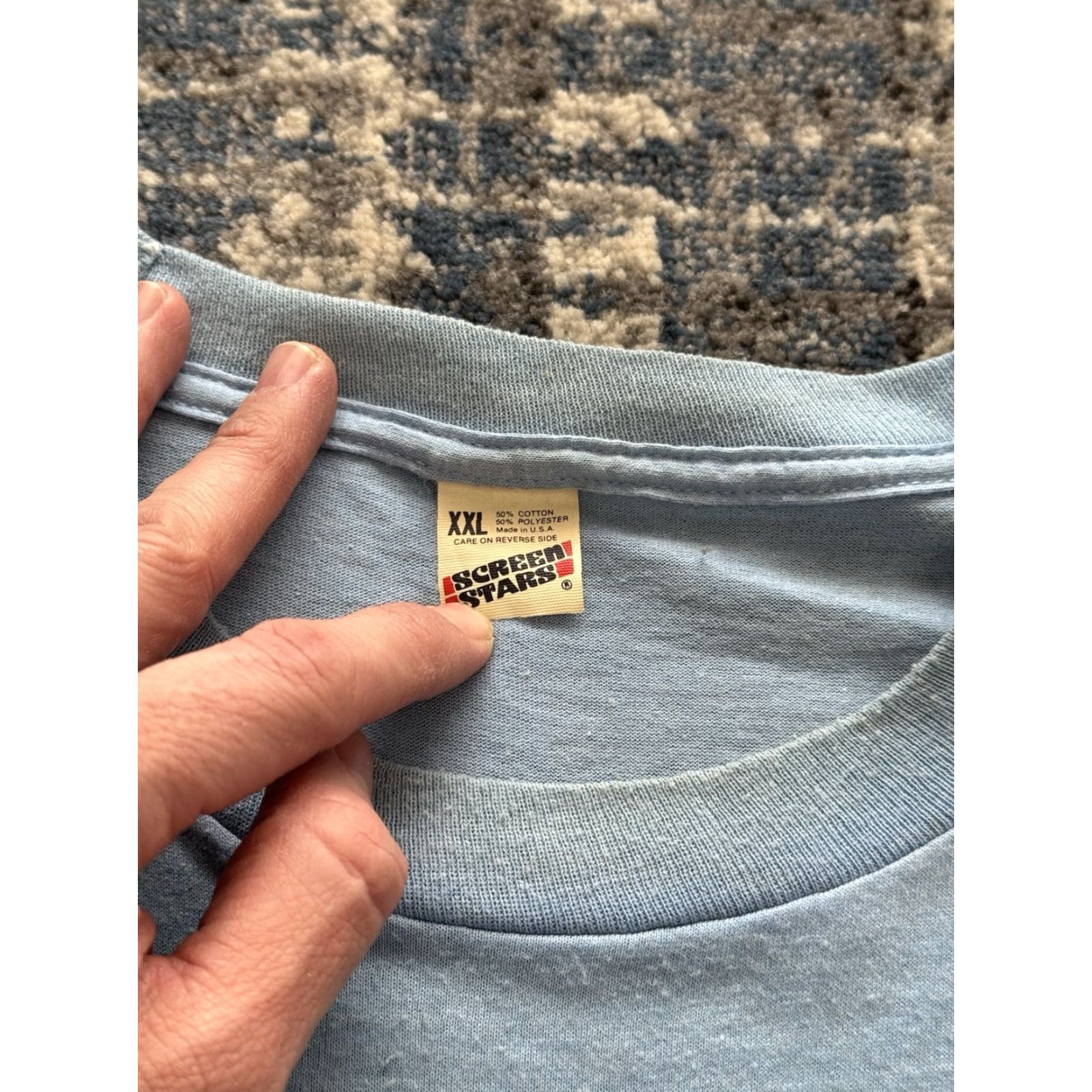Vintage VINTAGE 80s Chrysler Jeep Toledo Ohio Eagle T Shirt 2XL Cars Grand Cherokee Screen Stars Mens T-Shirt Blue 2XL Size US XXL / EU 58 / 5 - 3 Thumbnail