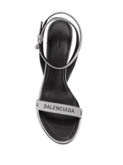 Balenciaga o1mle0424 Logo Sandals in Silver Size US 6 / IT 36 - 8 Thumbnail