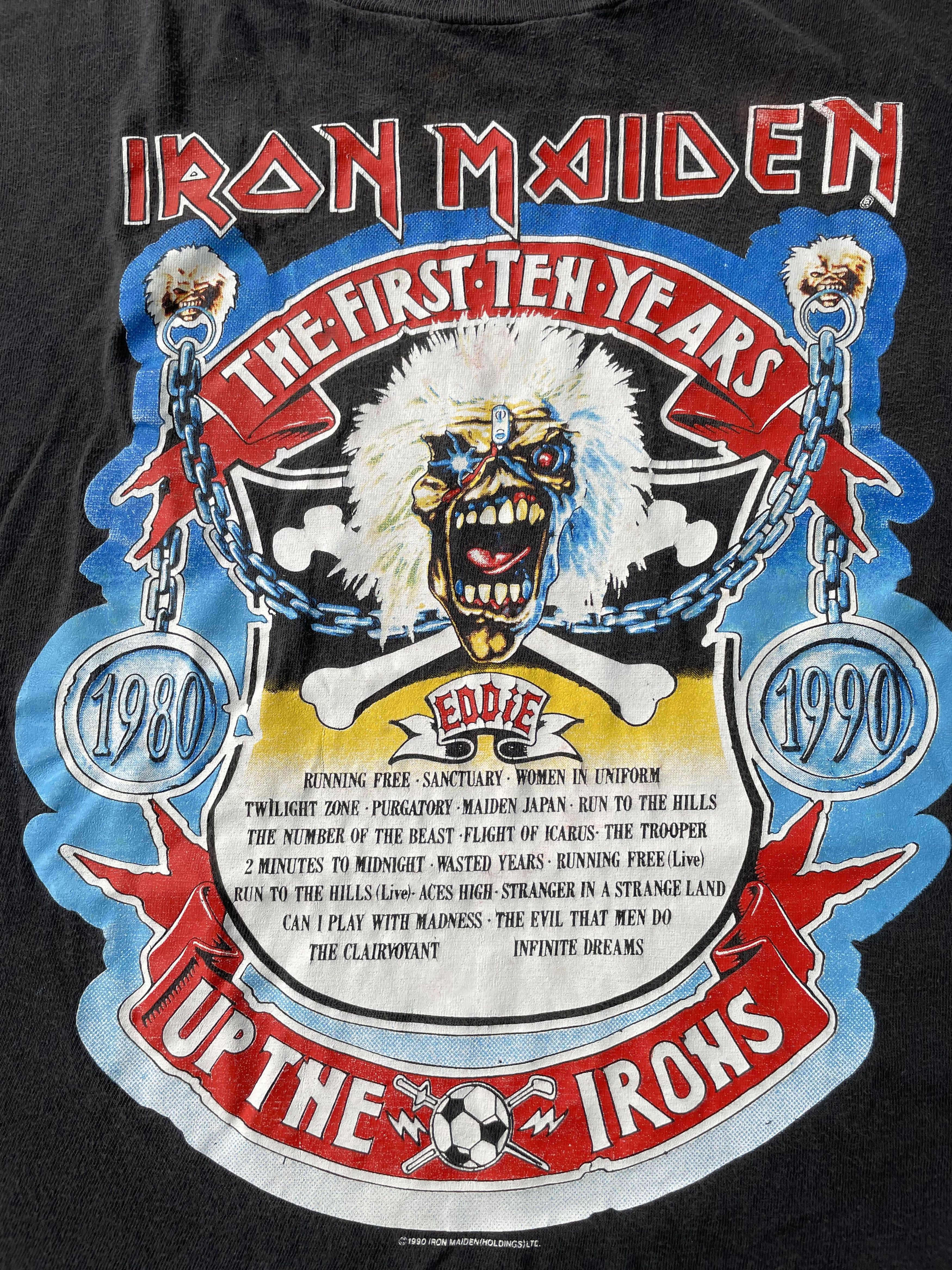 Band Tees × Iron Maiden × Vintage VTG 90's Iron Maiden The 1st Ten Year Tshirt Size US XL / EU 56 / 4 - 3 Thumbnail