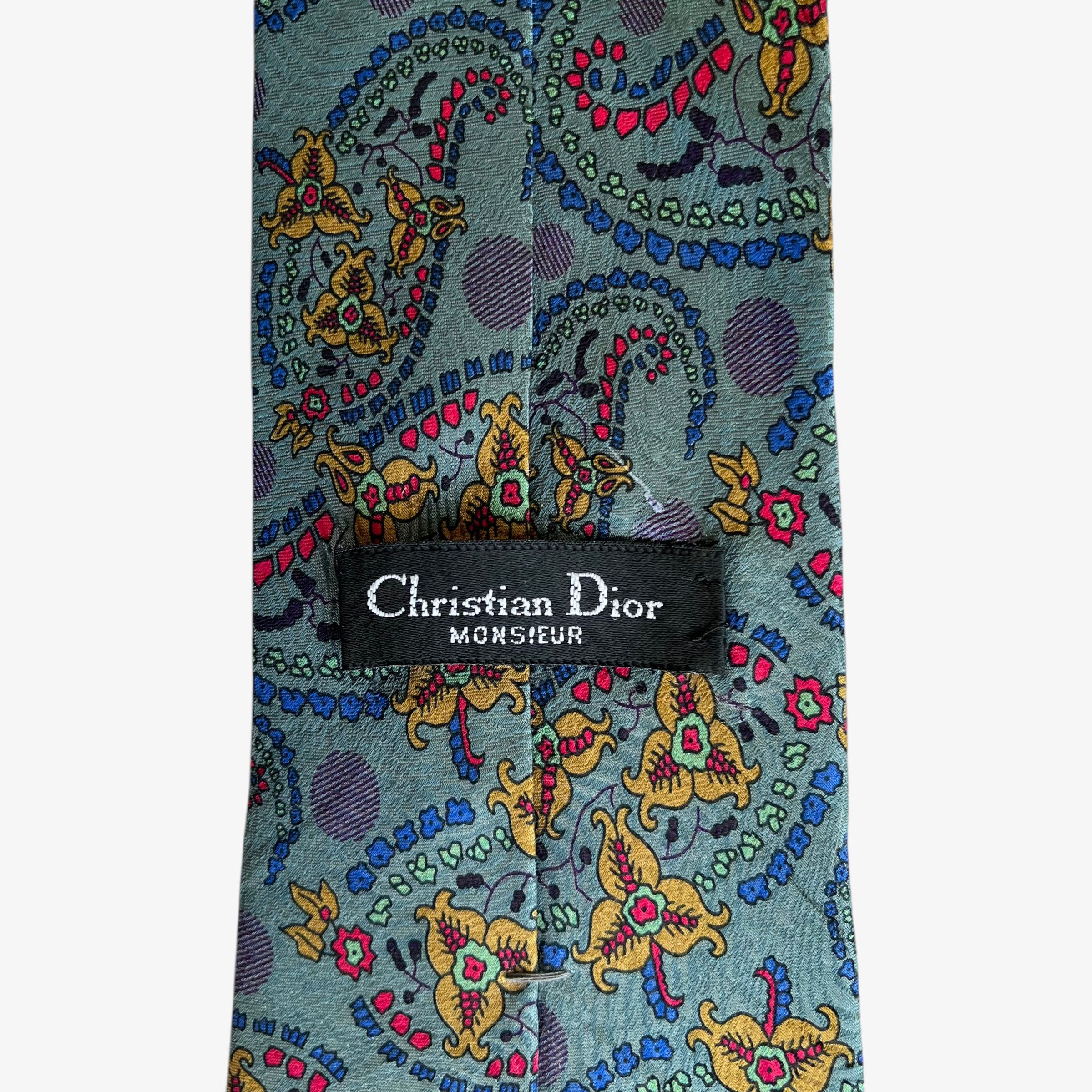 Dior Vintage 80s Christian Dior Abstract Paisley Floral Silk Tie Size ONE SIZE - 2 Thumbnail