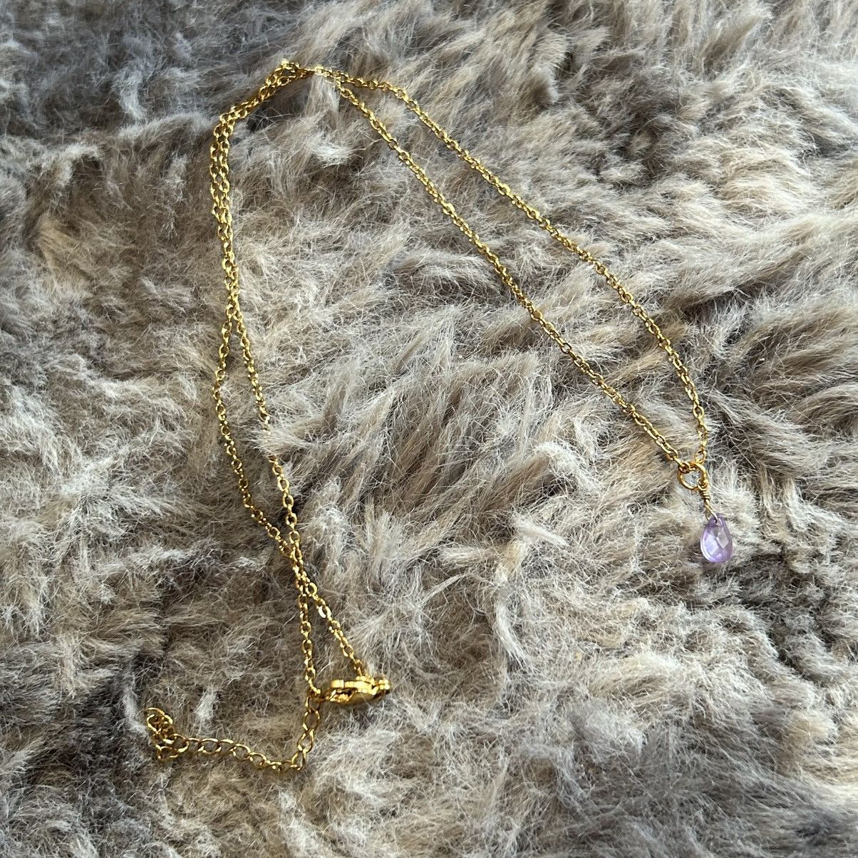 Handmade Handcrafted minimalist genuine faceted amethyst teardrop set Size ONE SIZE - 7 Thumbnail