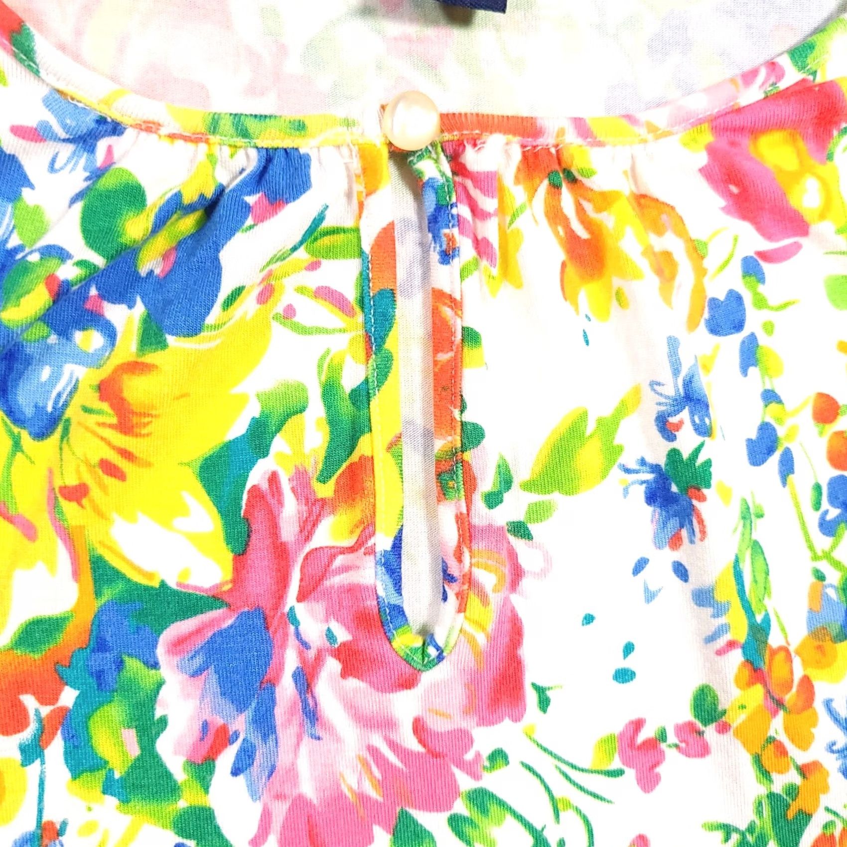 Chaps Chaps Tank Shirt Petite PM Floral Keyhole Neck Sleeveless Women's Size M / US 6-8 / IT 42-44 - 4 Thumbnail