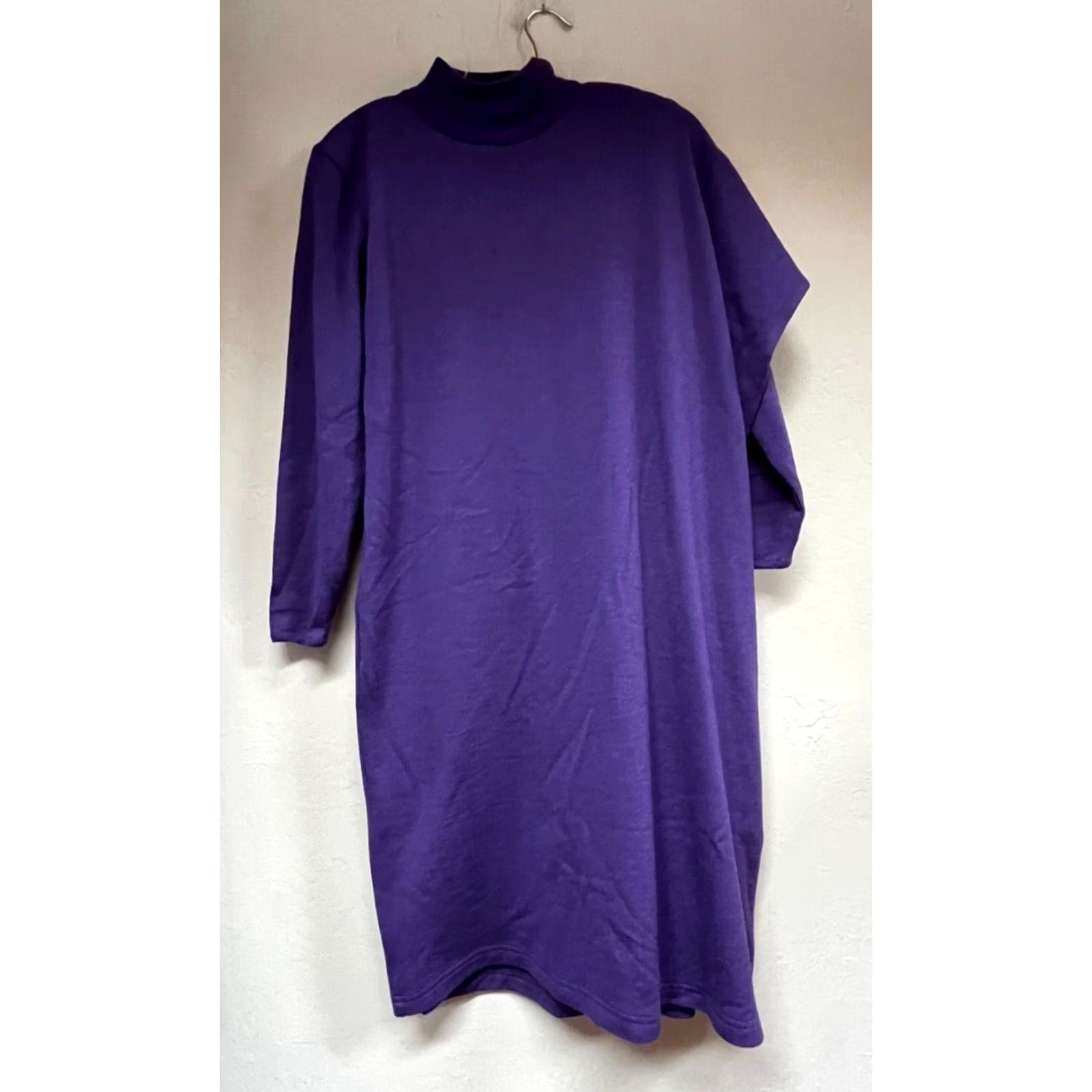 Vintage Adrienne Vittadini Womens Mock Neck Wool Knit Sweater Dress Size 6 Purple Cozy Size M / US 6-8 / IT 42-44 - 2 Thumbnail
