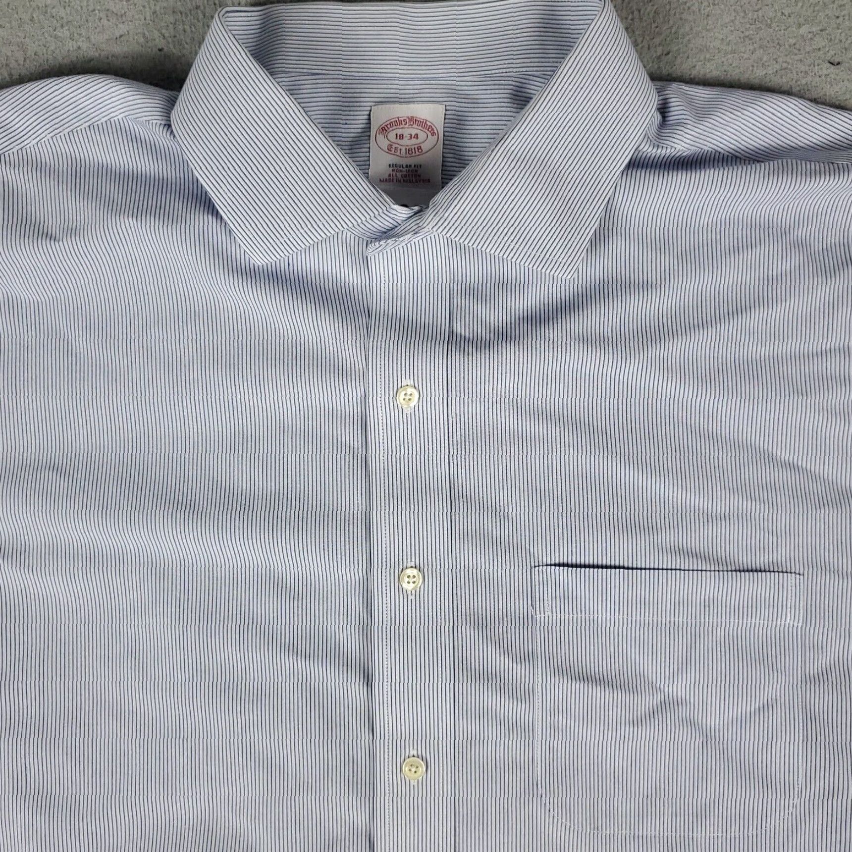 Brooks Brothers VINTAGE Brooks Brothers Dress Shirt Mens Size 18 Blue Striped Business Casual Classic Modern Size 48R - 2 Thumbnail
