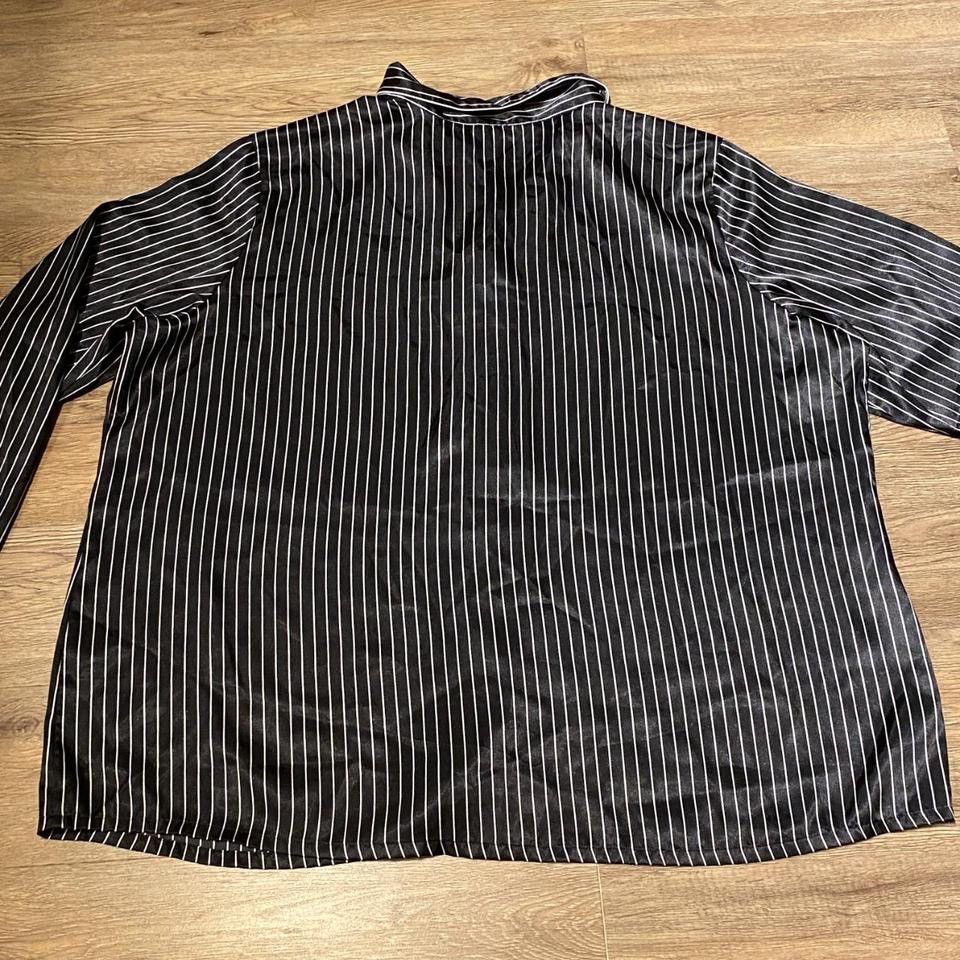 Other Classic Black and White Satin Button-Down Shirt Size 3XL / US 20-22 - 5 Thumbnail